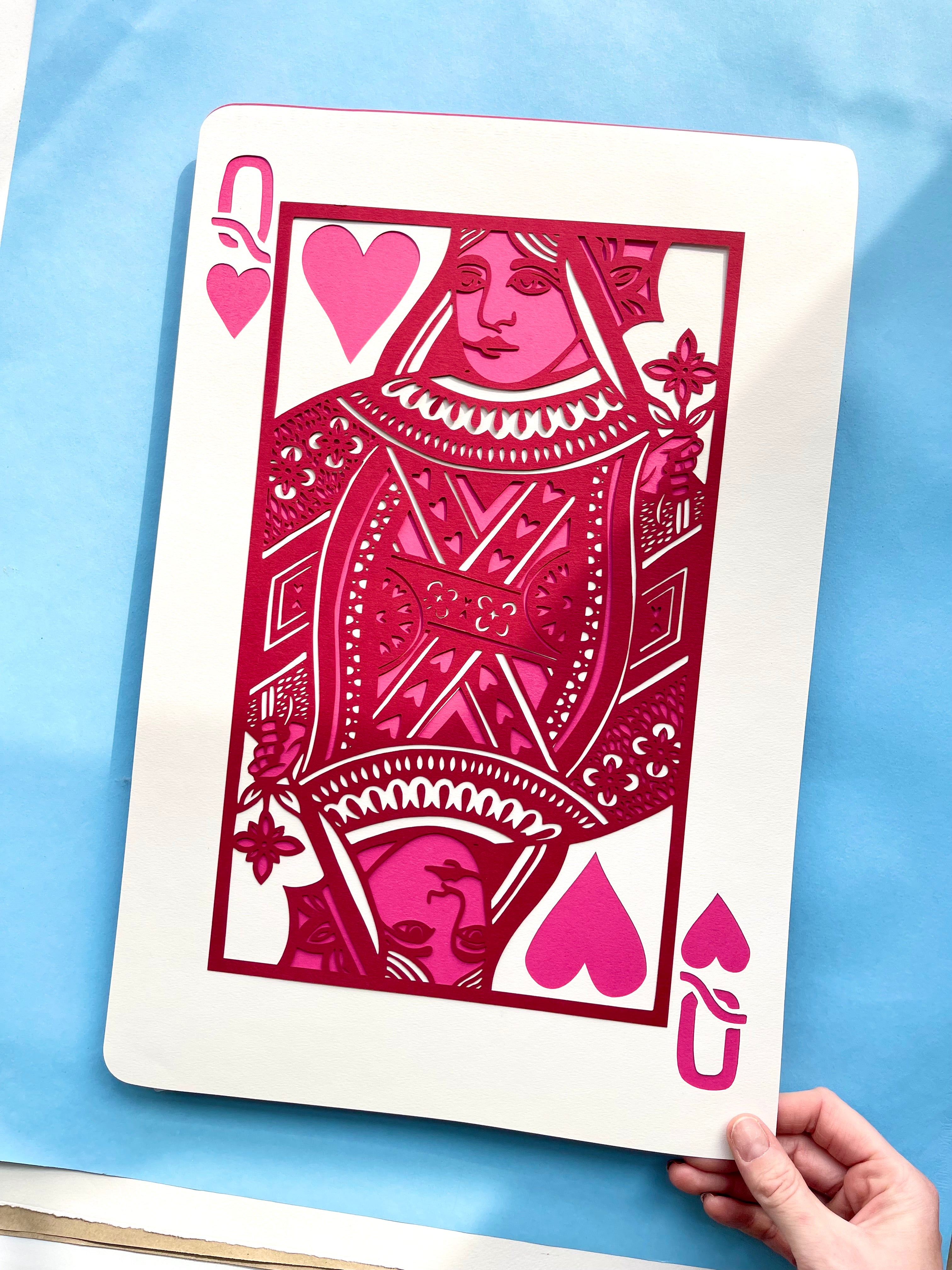 Queen of Hearts Pink Papercutting Artwork