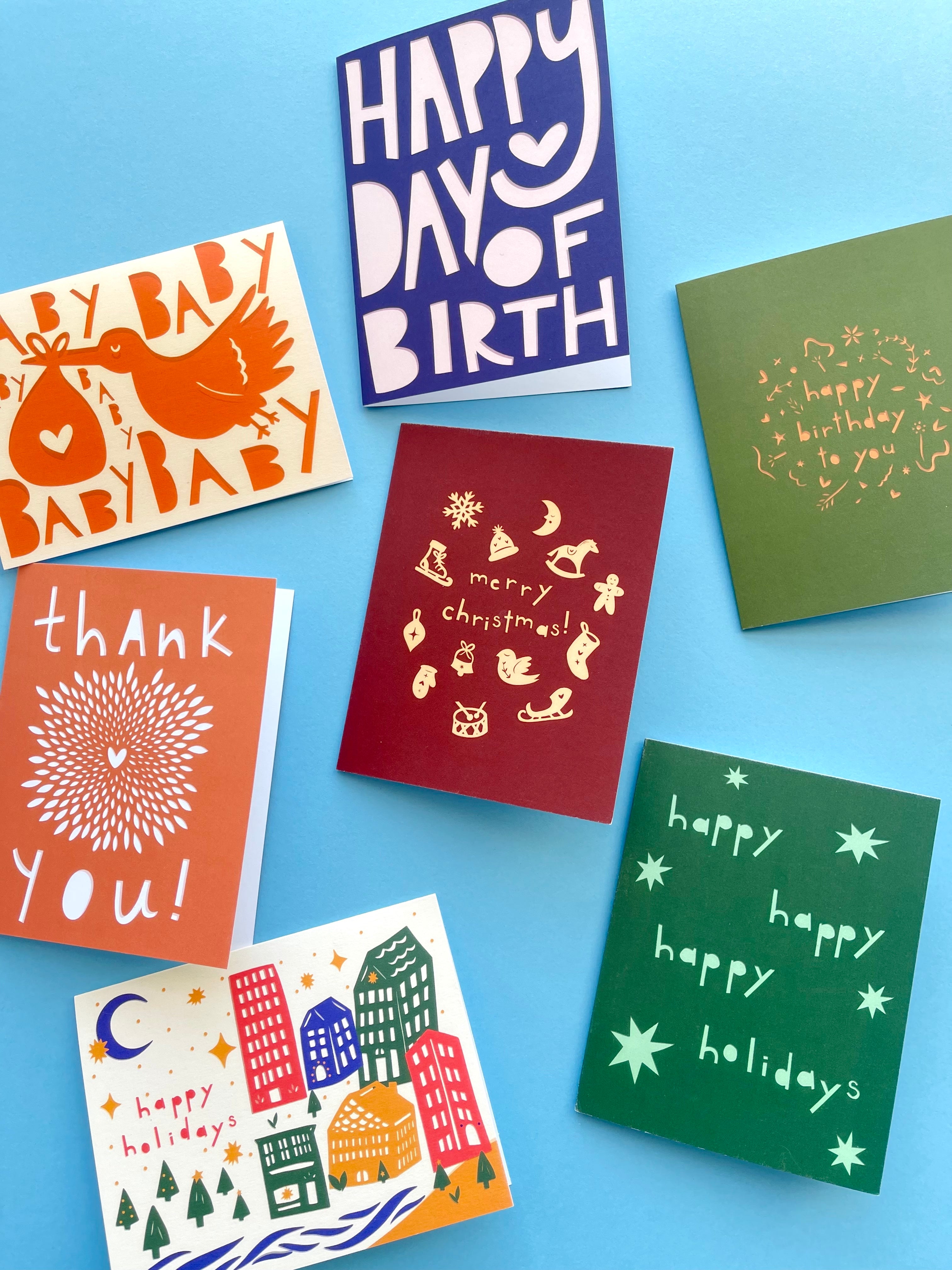 Happy Holidays Cosy City Greeting Card