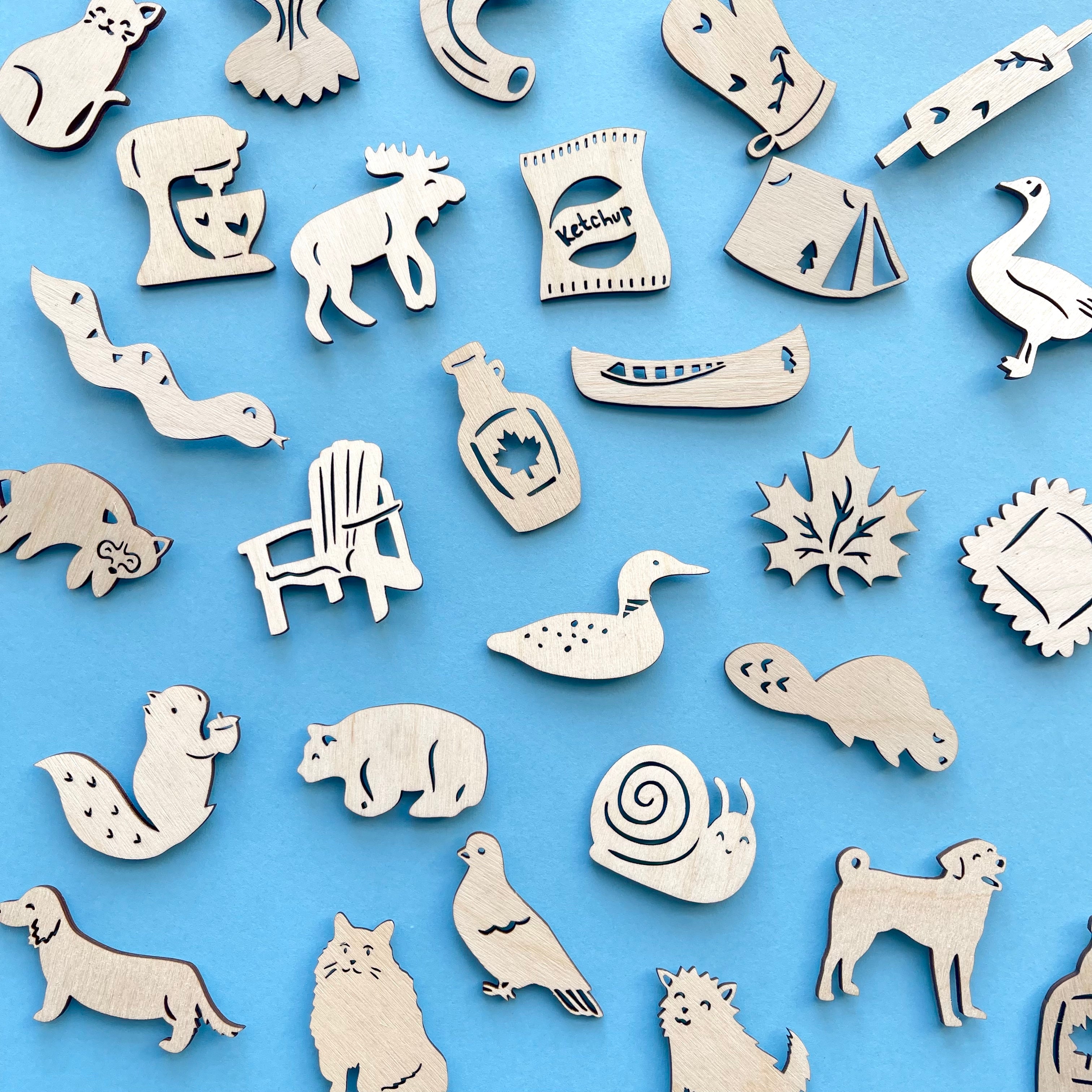 Mini Wooden Snake Frog and Snail Magnets