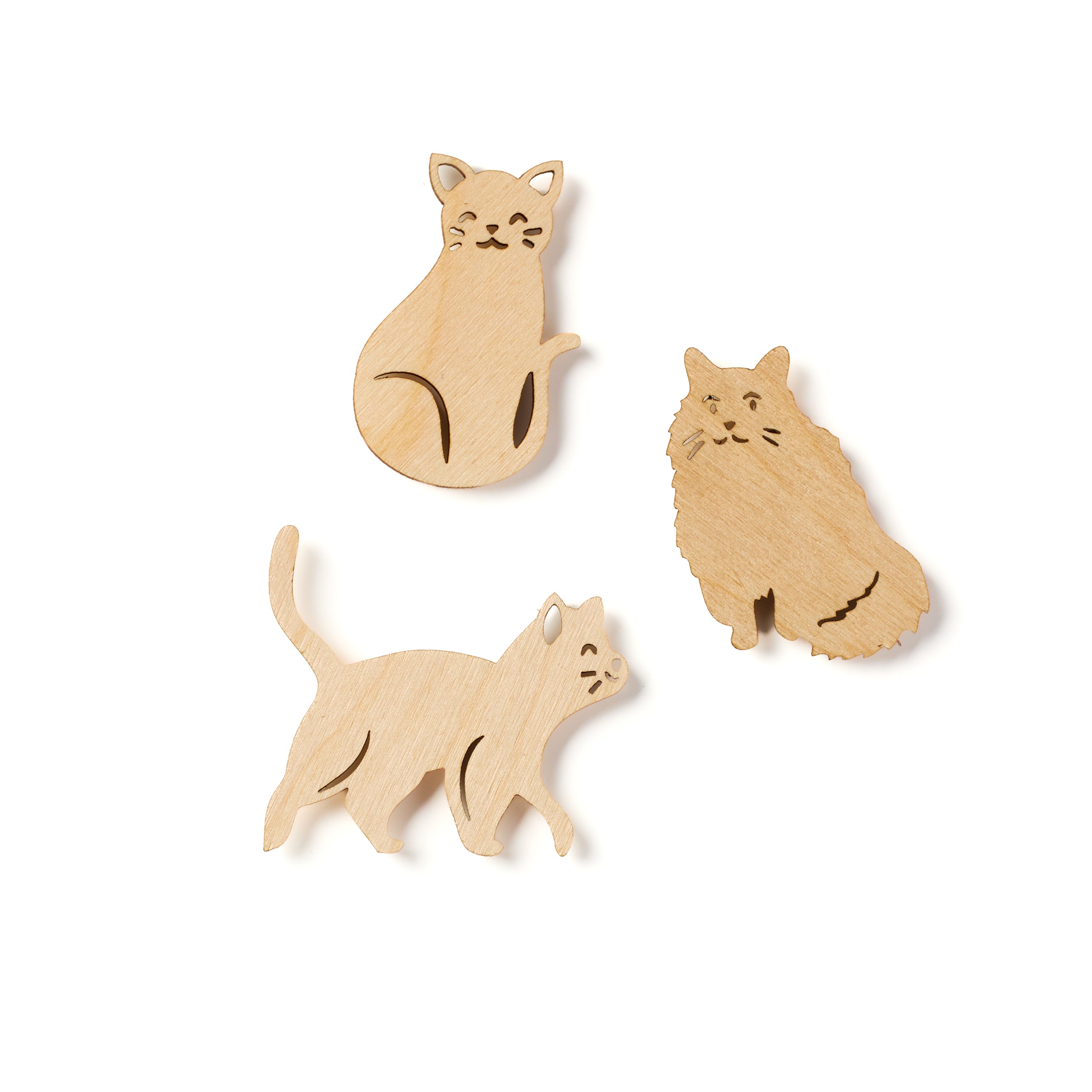 Mini Wooden Cat Magnets