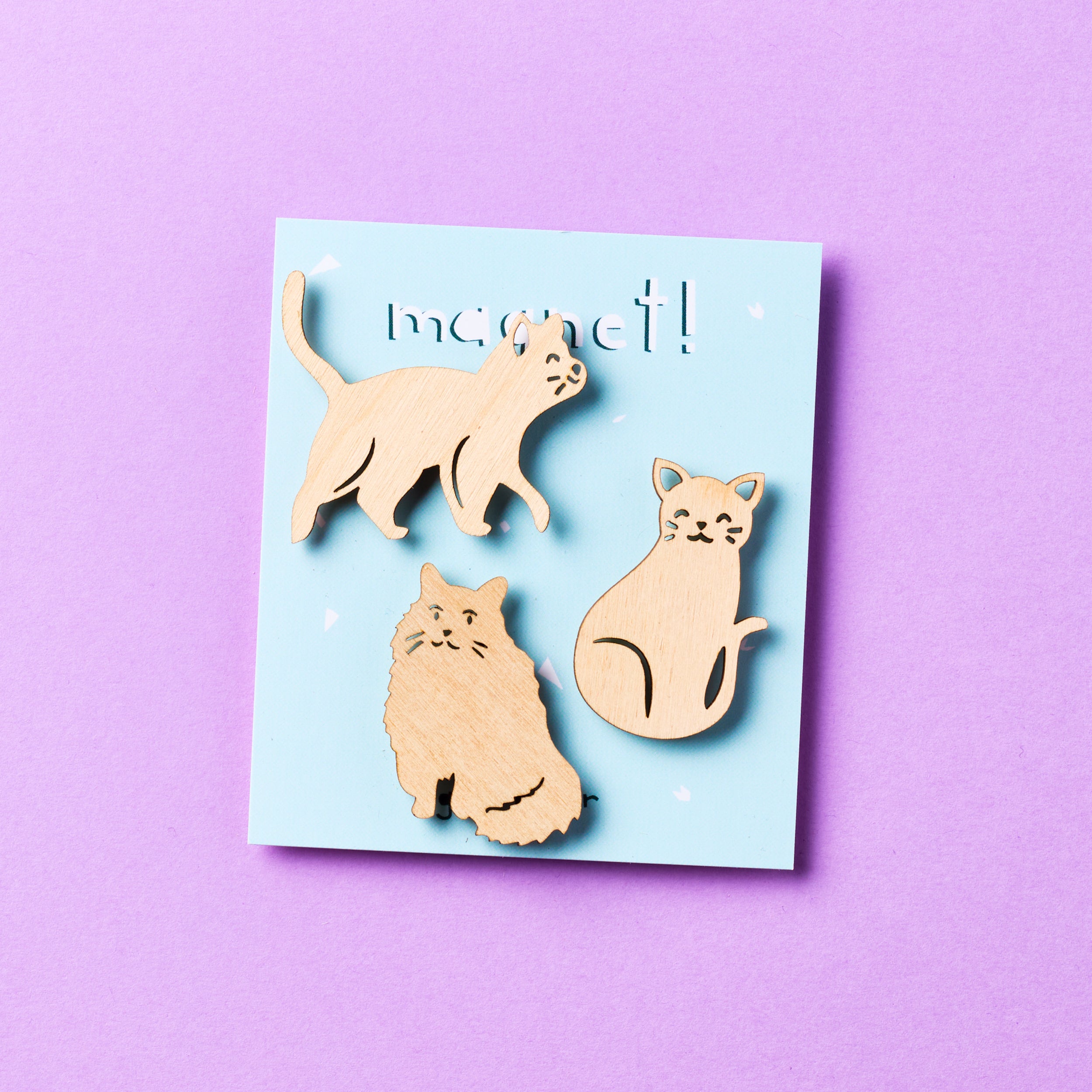 Mini Wooden Cat Magnets