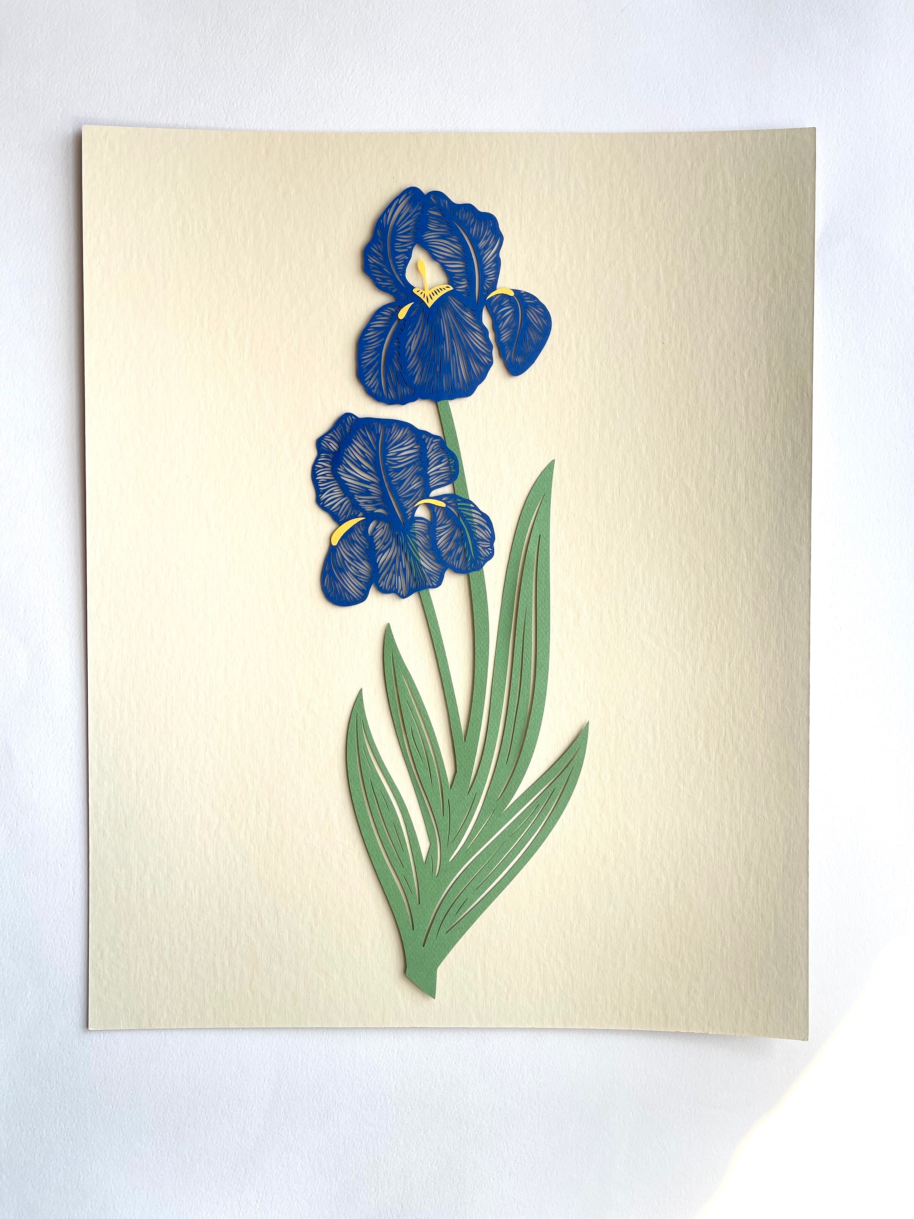 Blue Iris Flower Papercutting