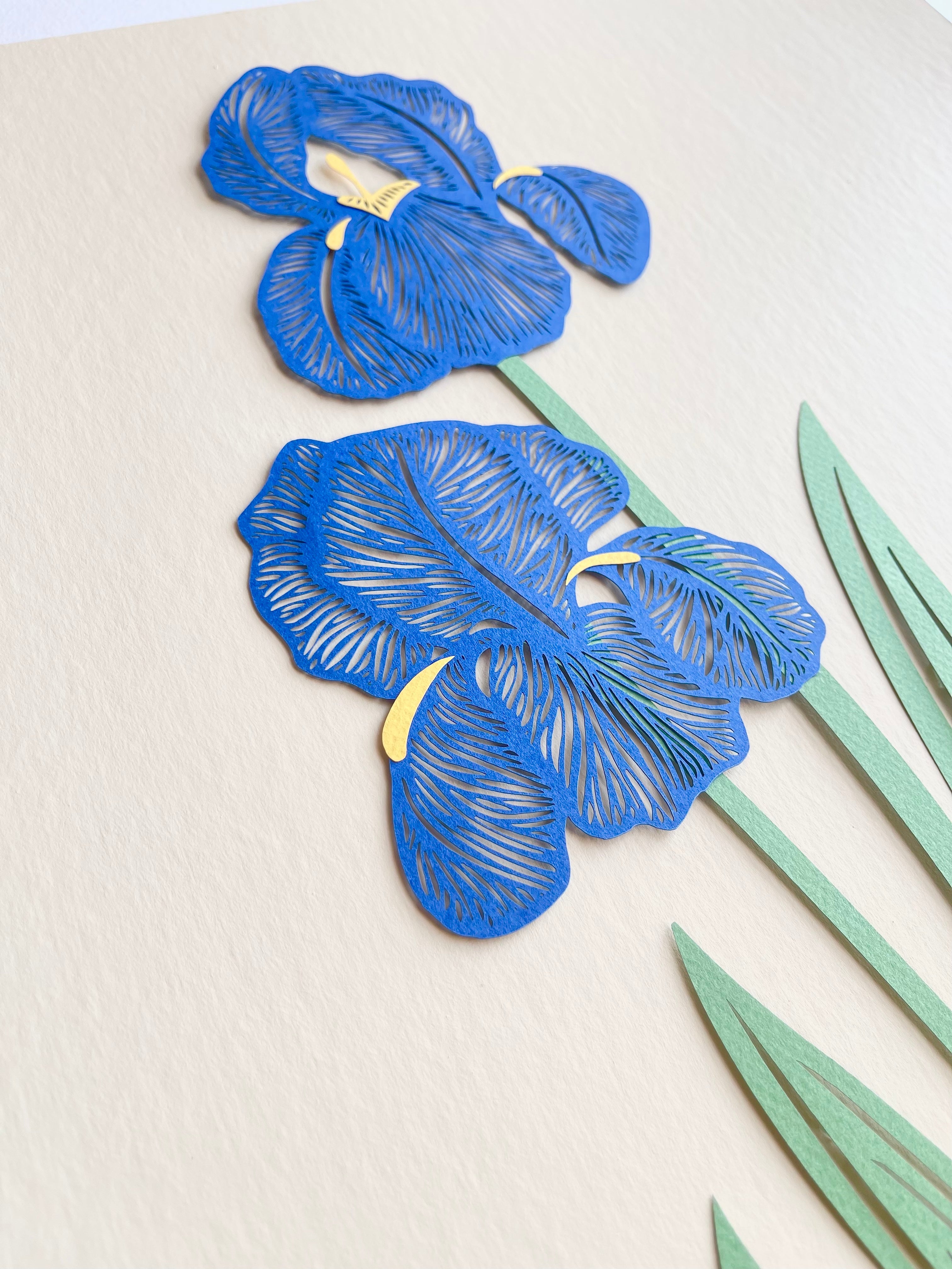Blue Iris Flower Papercutting