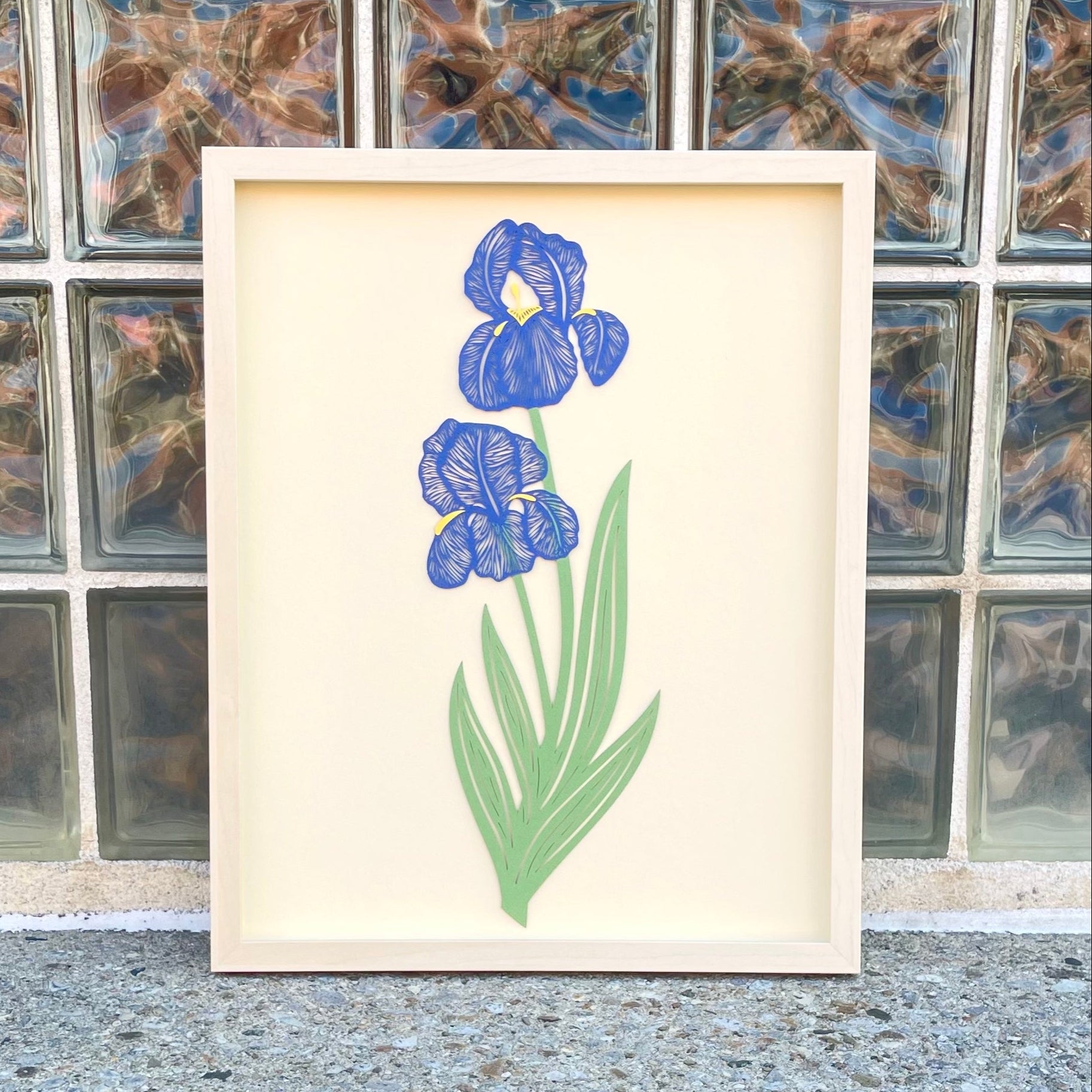 Blue Iris Flower Papercutting