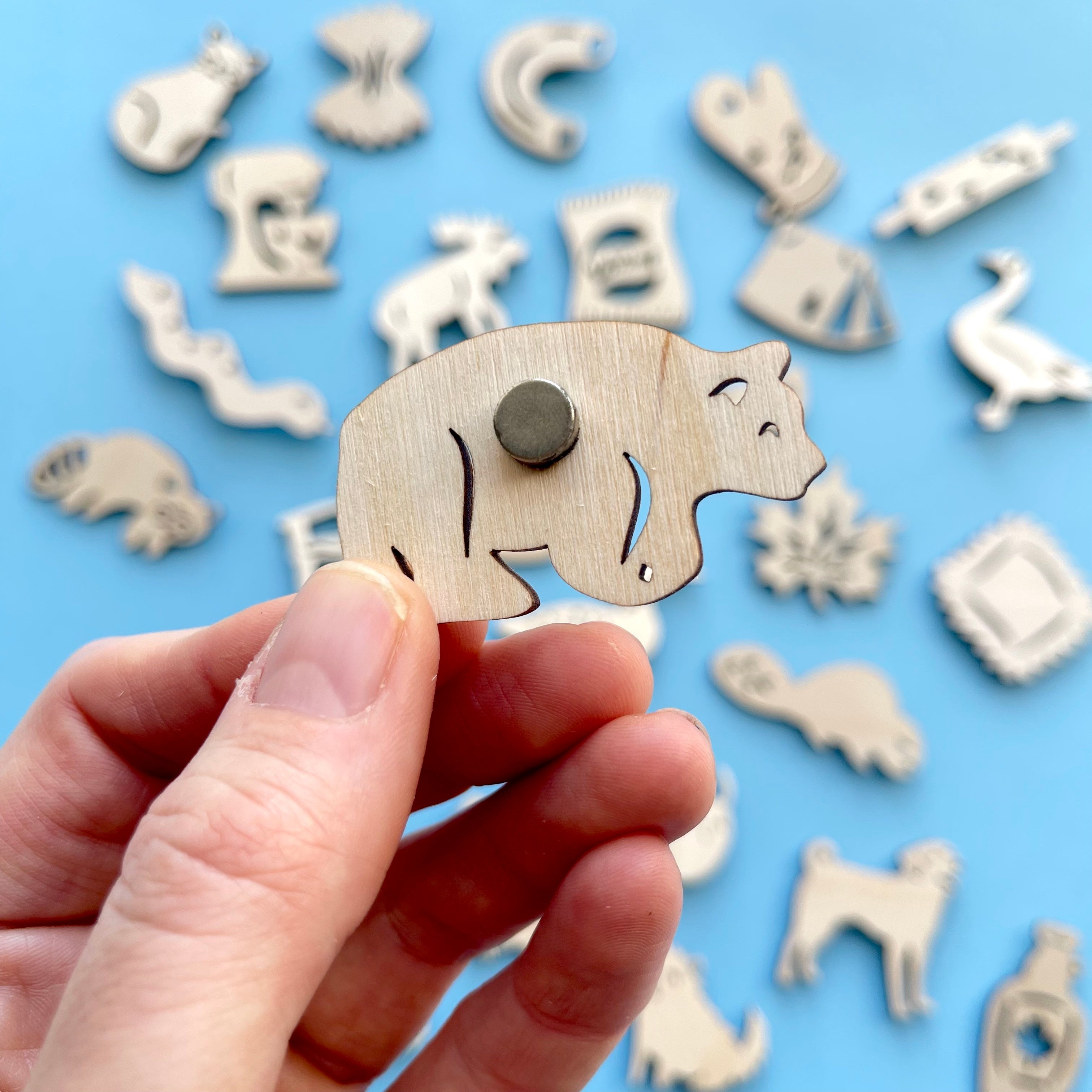 Mini Wooden Snake Frog and Snail Magnets