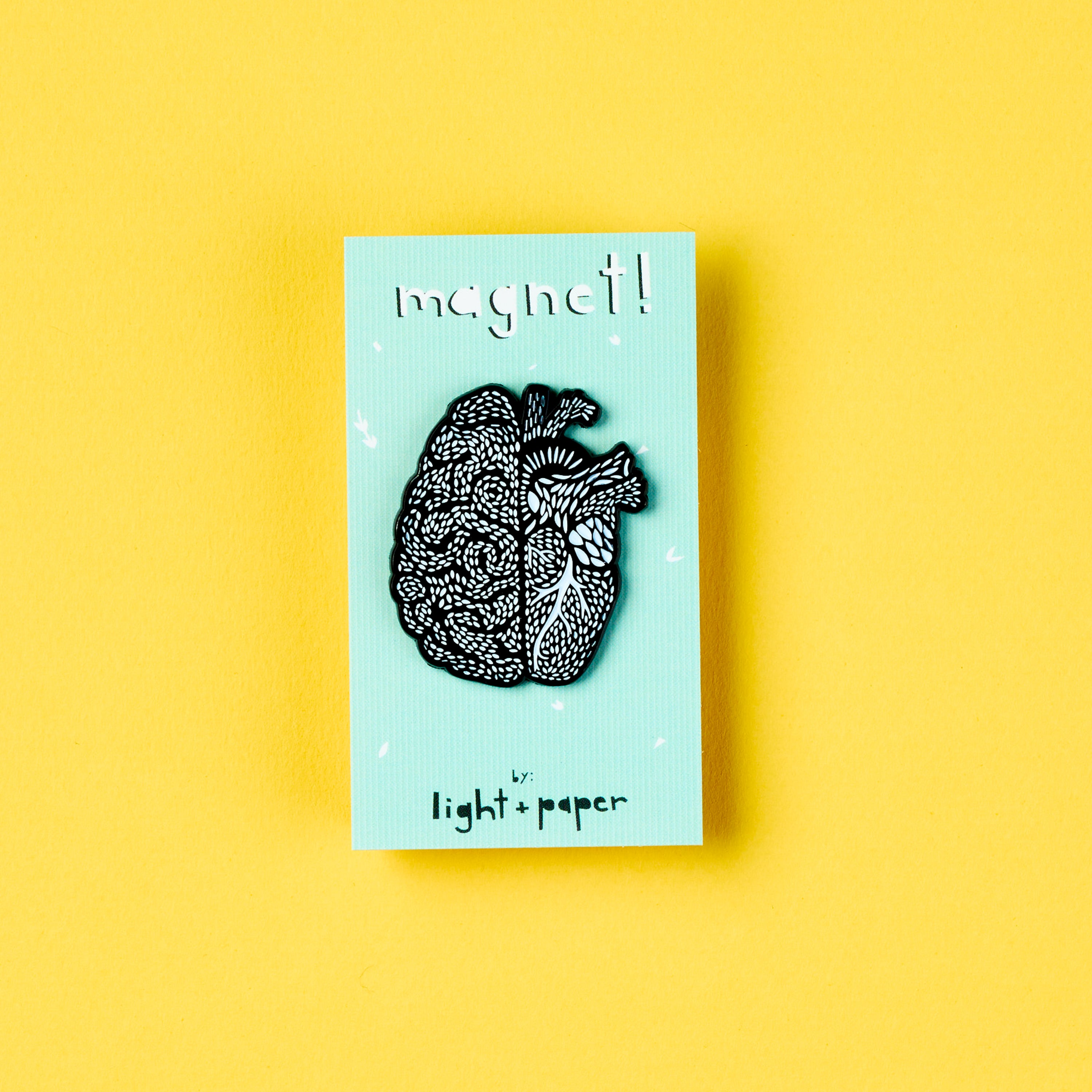 Heart/Brain Enamel Magnet