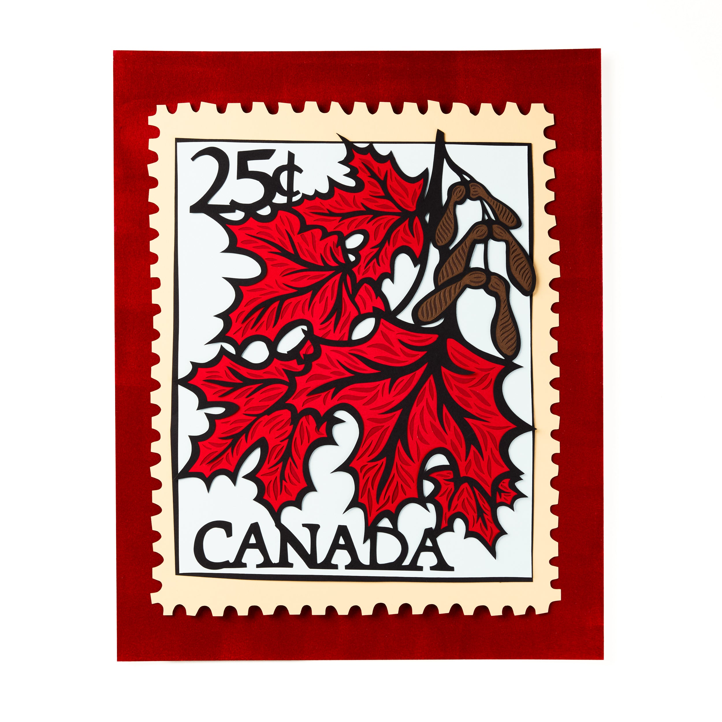 Canadiana Maple Leaf Stamp Papercutting