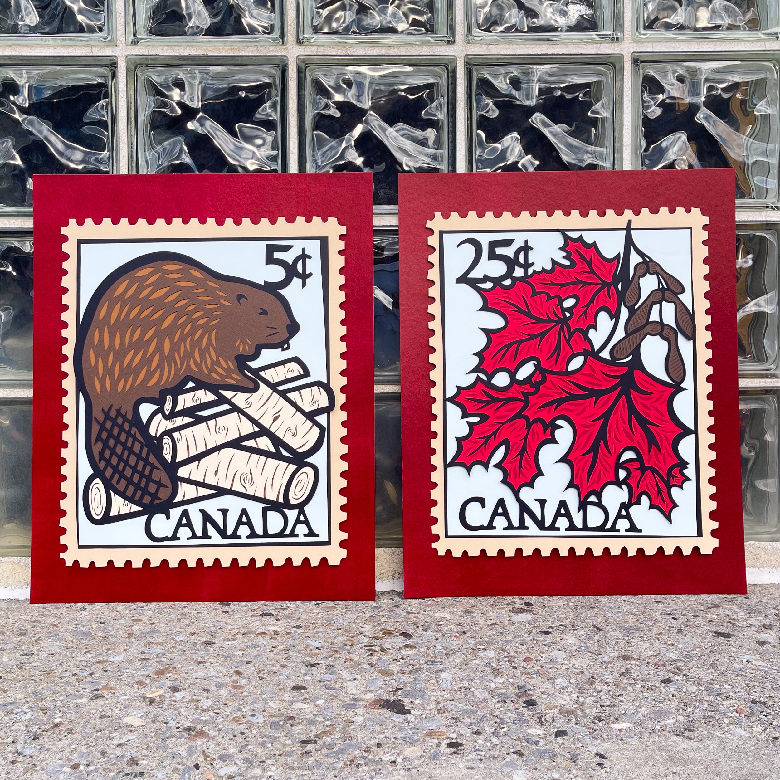 Canadiana Beaver Stamp Papercutting