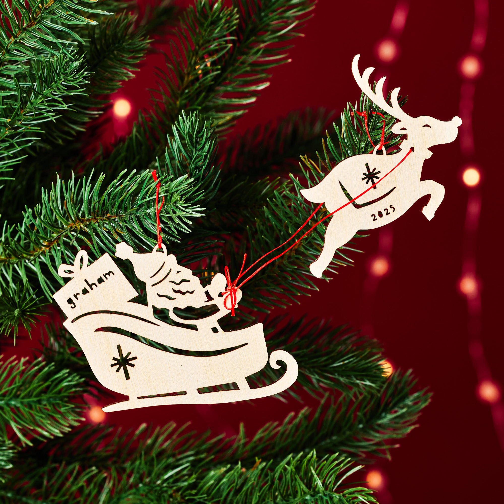 Santa and Reindeer Custom Ornament