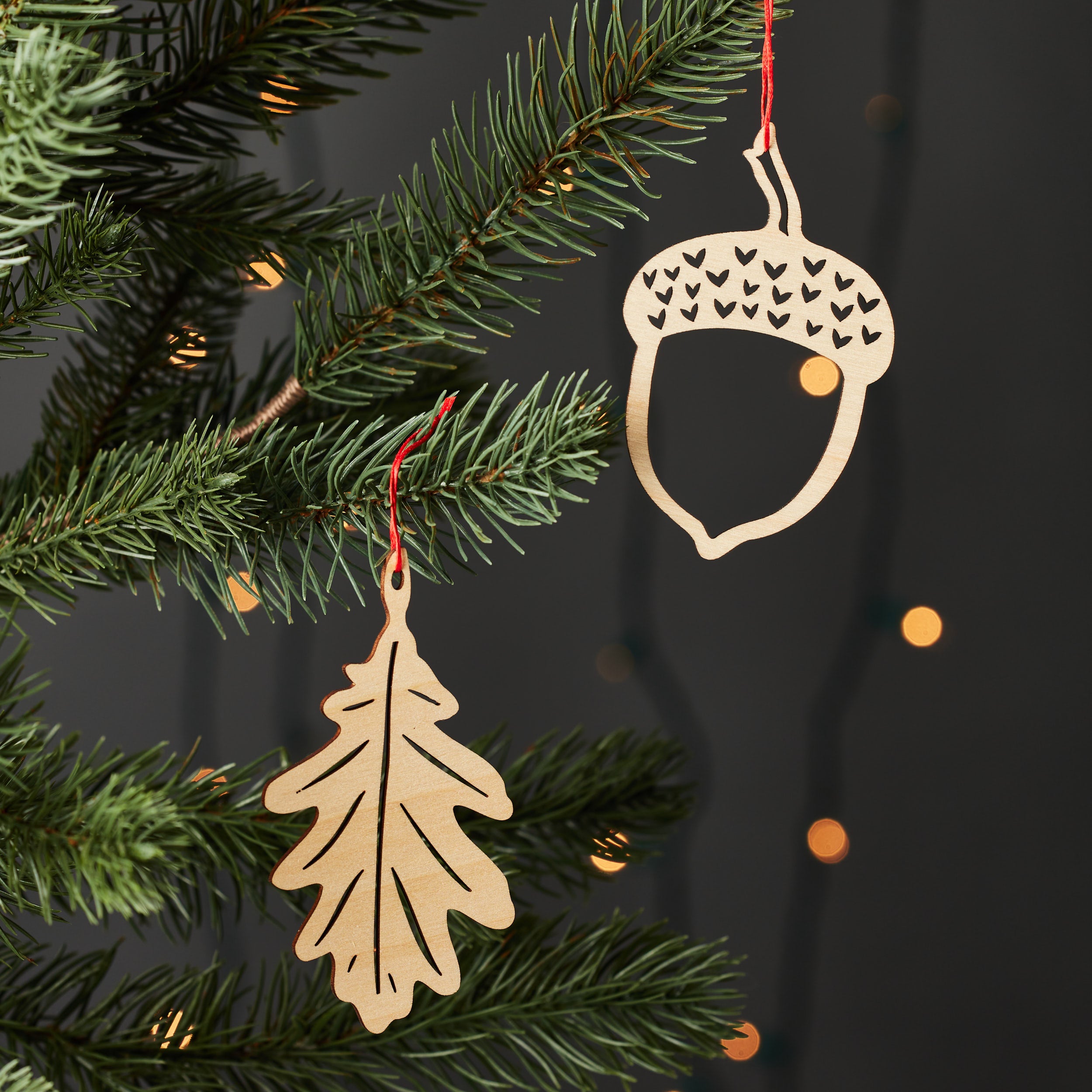 Leaf and Acorn Ornaments