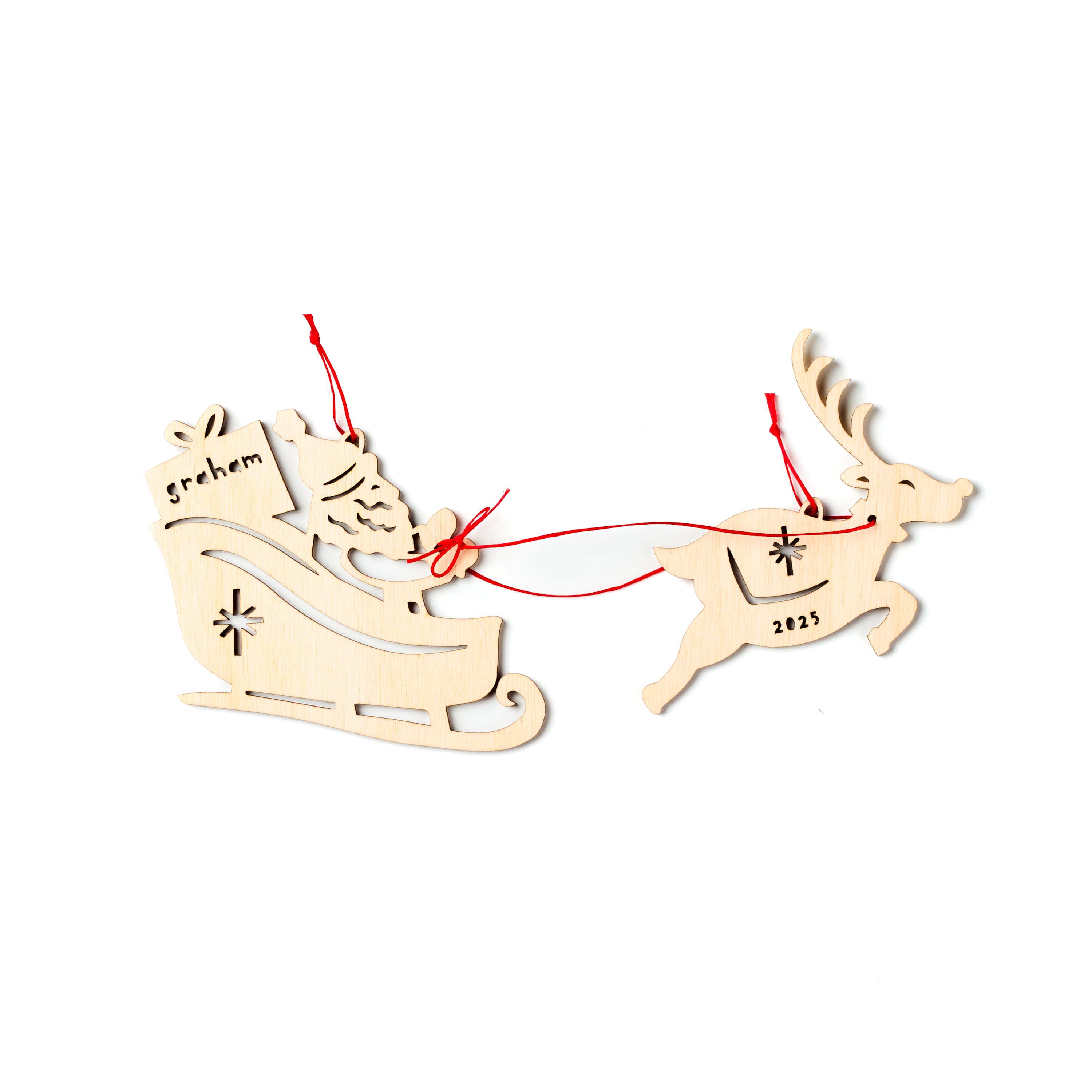 Santa and Reindeer Custom Ornament