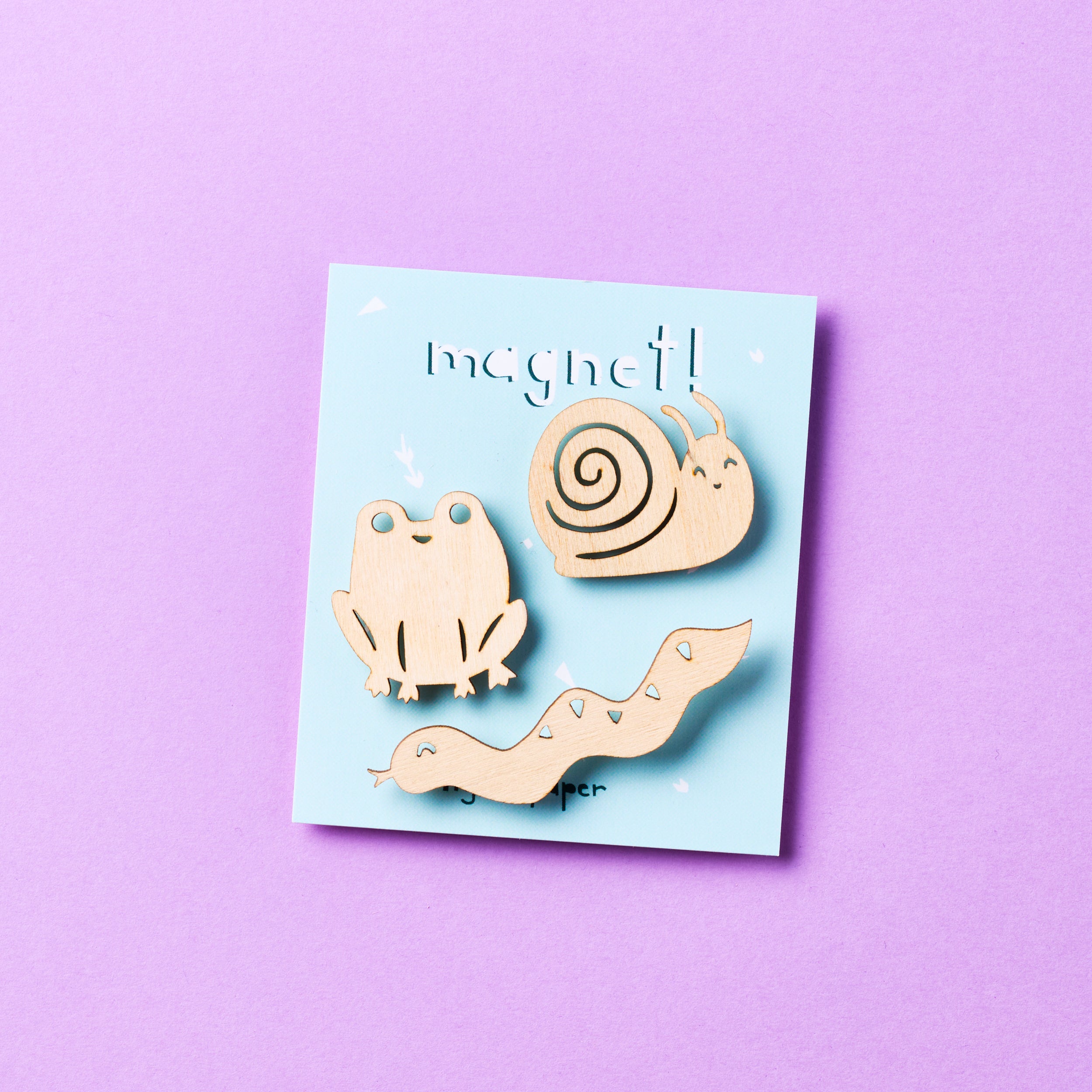 Mini Wooden Snake Frog and Snail Magnets
