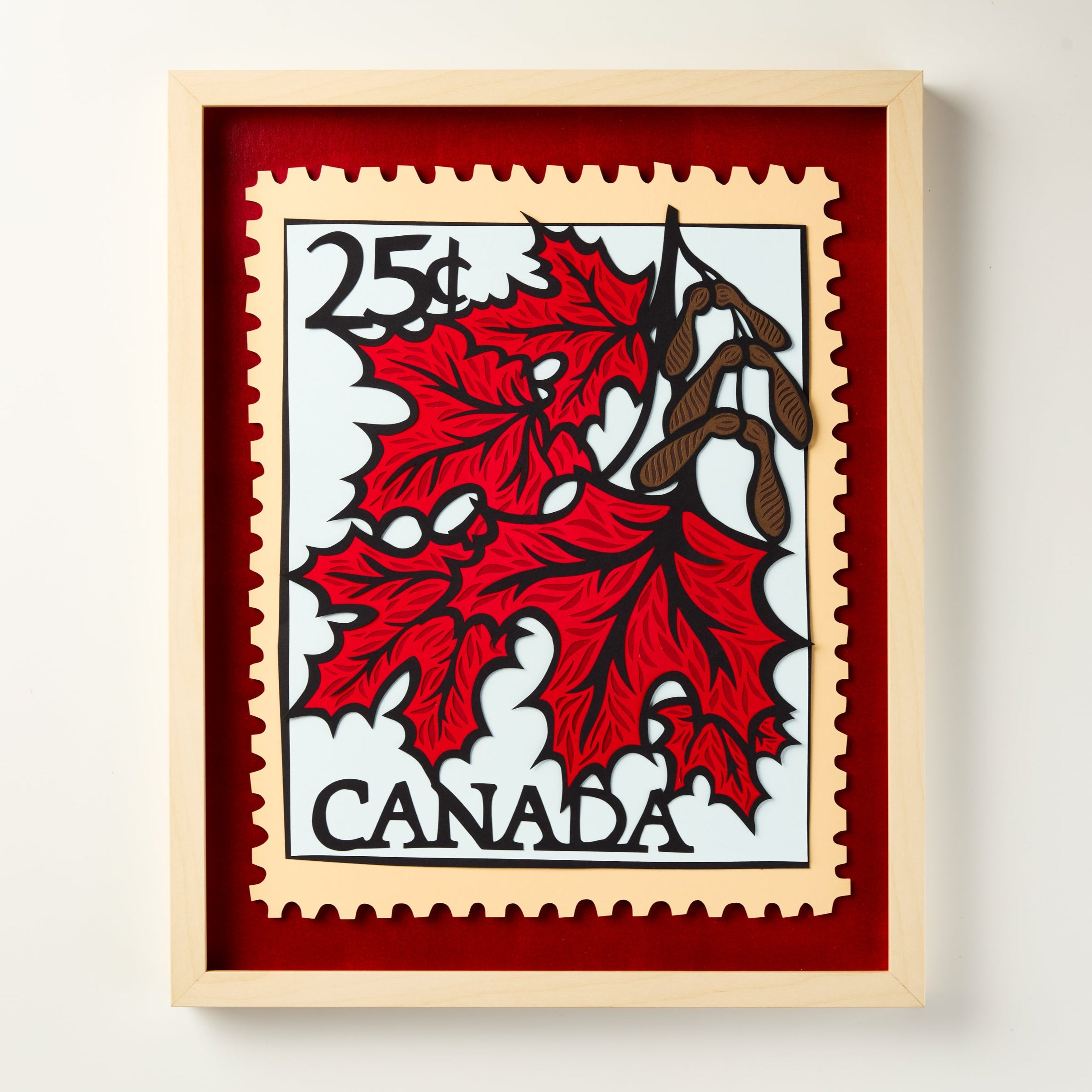 Canadiana Maple Leaf Stamp Papercutting