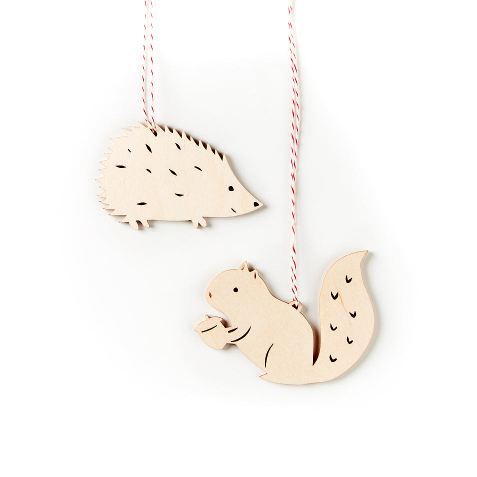 Hedgehog and Squirrel Ornaments (set of 2)