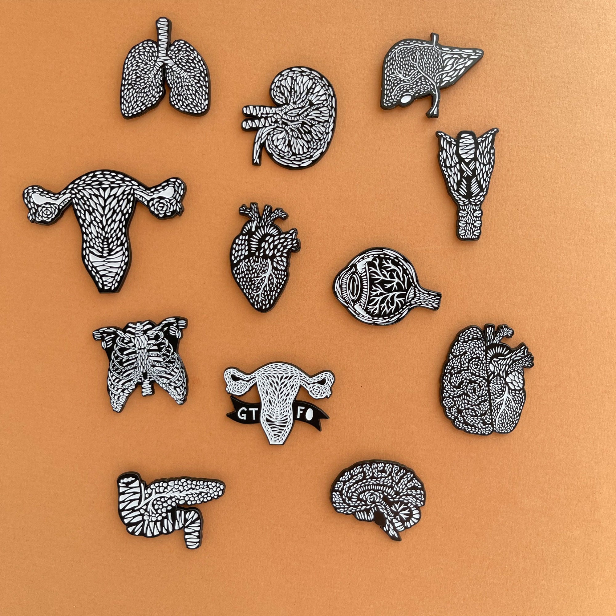 Heart/Brain Enamel Magnet