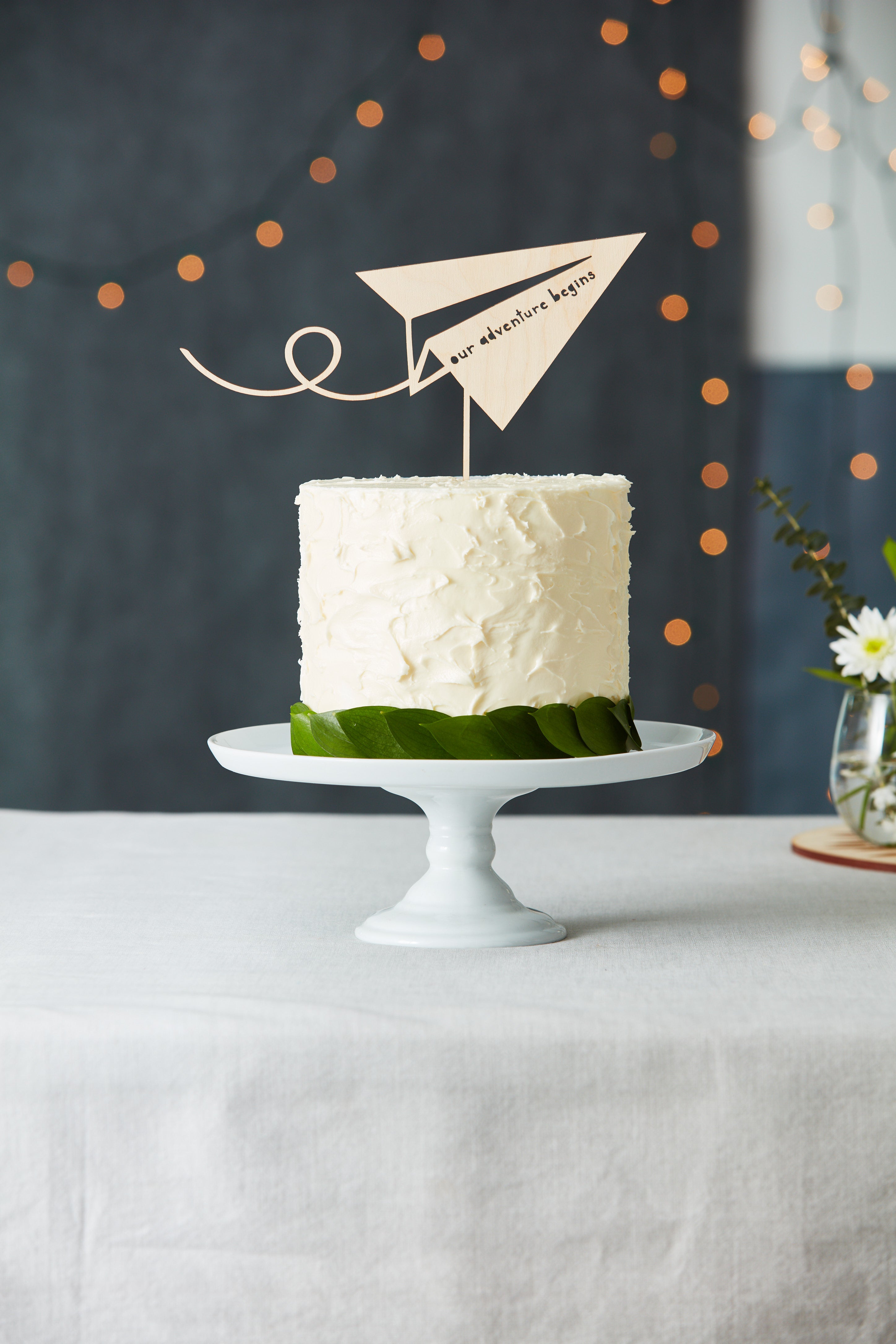 Paper Airplane Adventure Travel Wedding Cake Topper