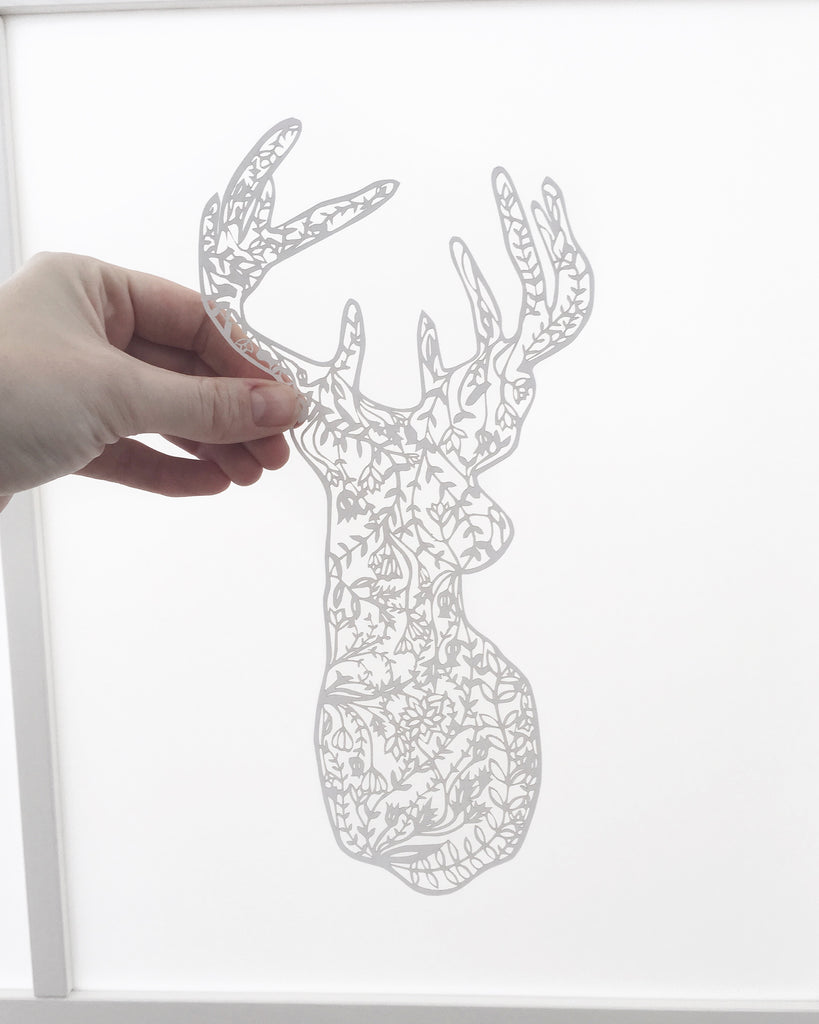 Floral Deer Papercutting Artwork