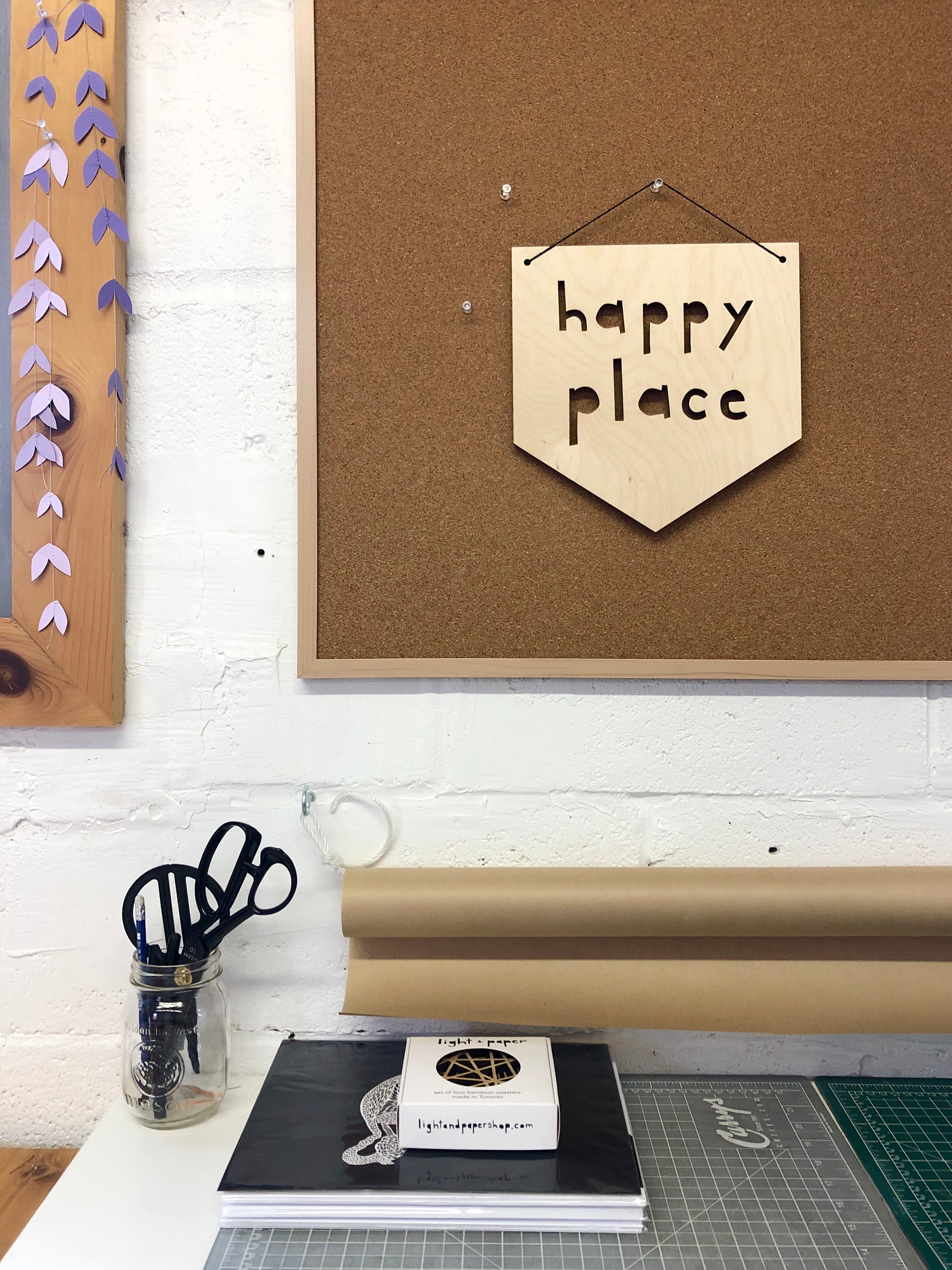 Up The Happy/Happy Place Wooden Pennant
