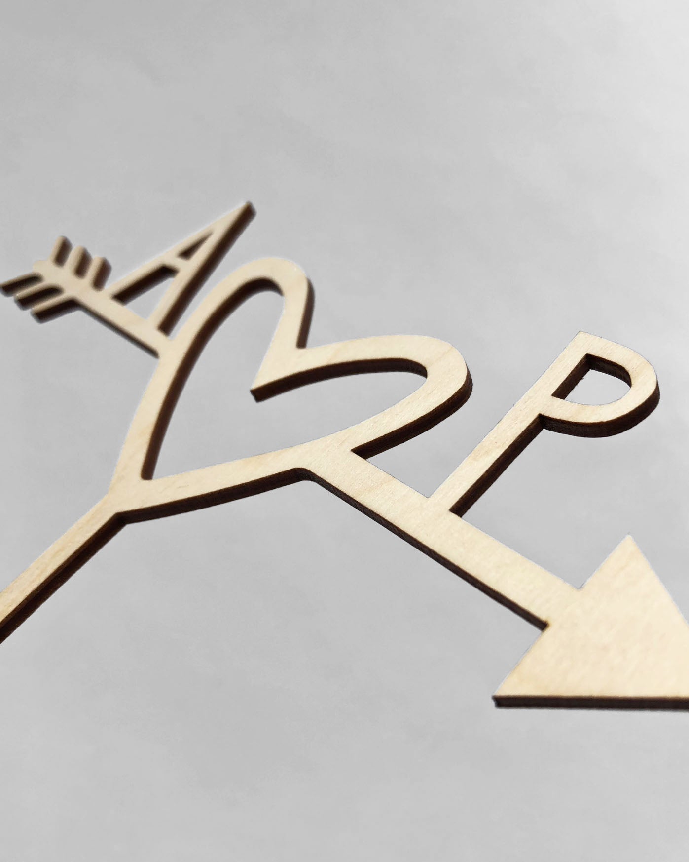 Customized Simple Heart and Arrow Wedding Cake Topper