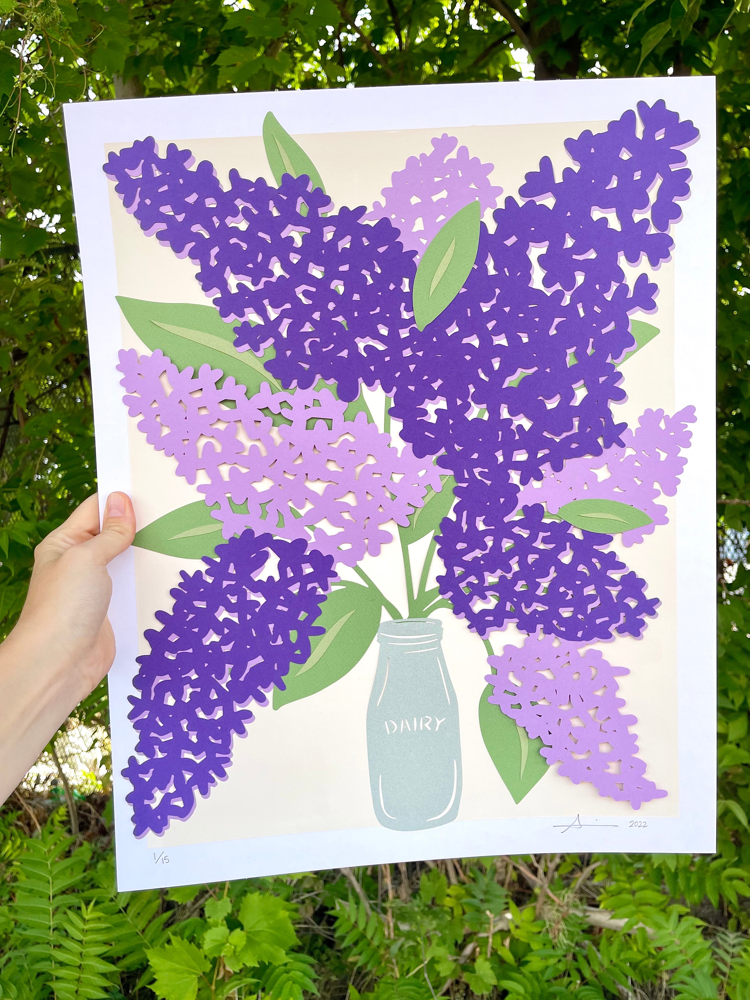 Colourful Lilac Signed Papercutting