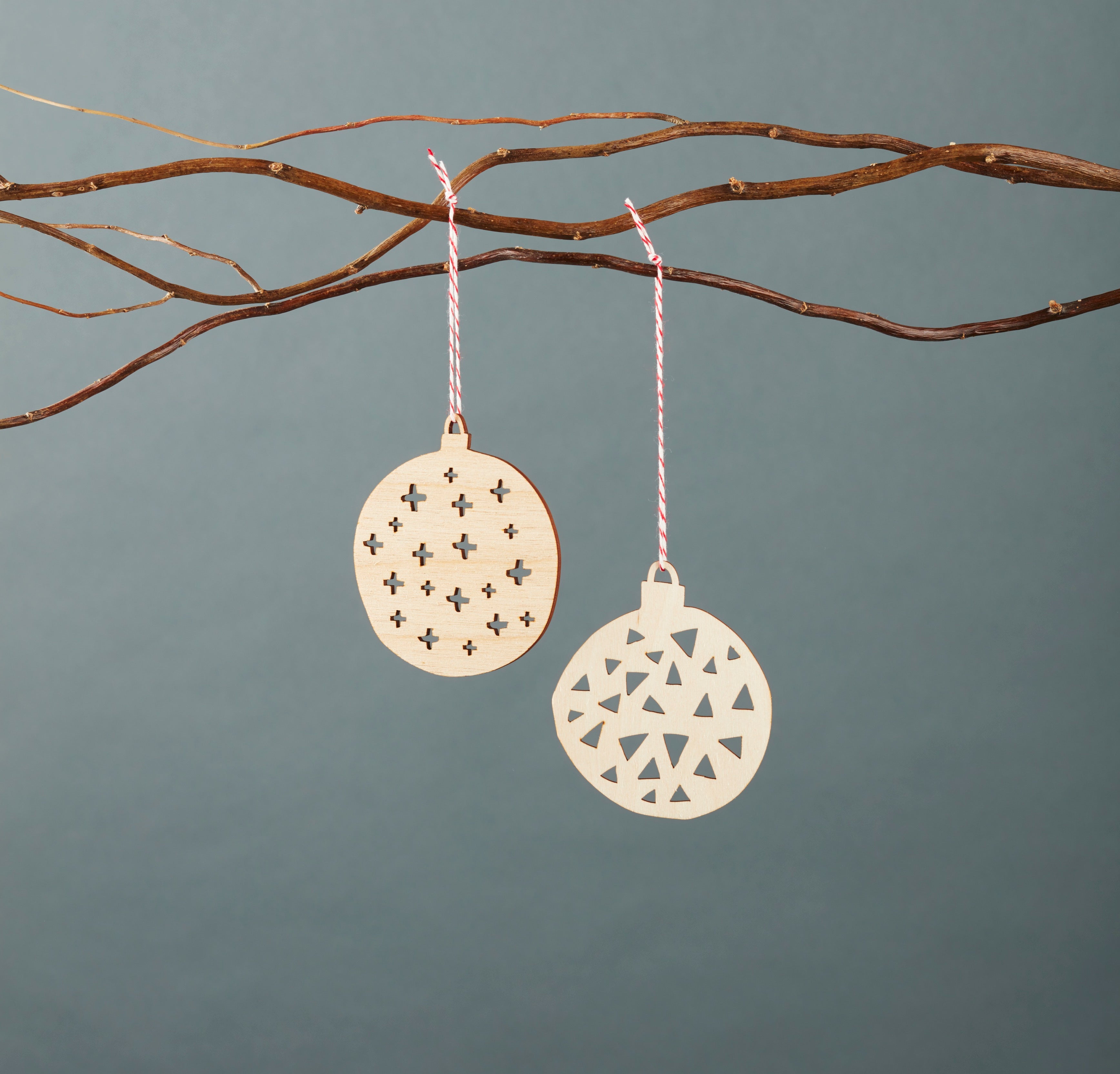 Geometric Holiday Ball Ornaments (set of 2)