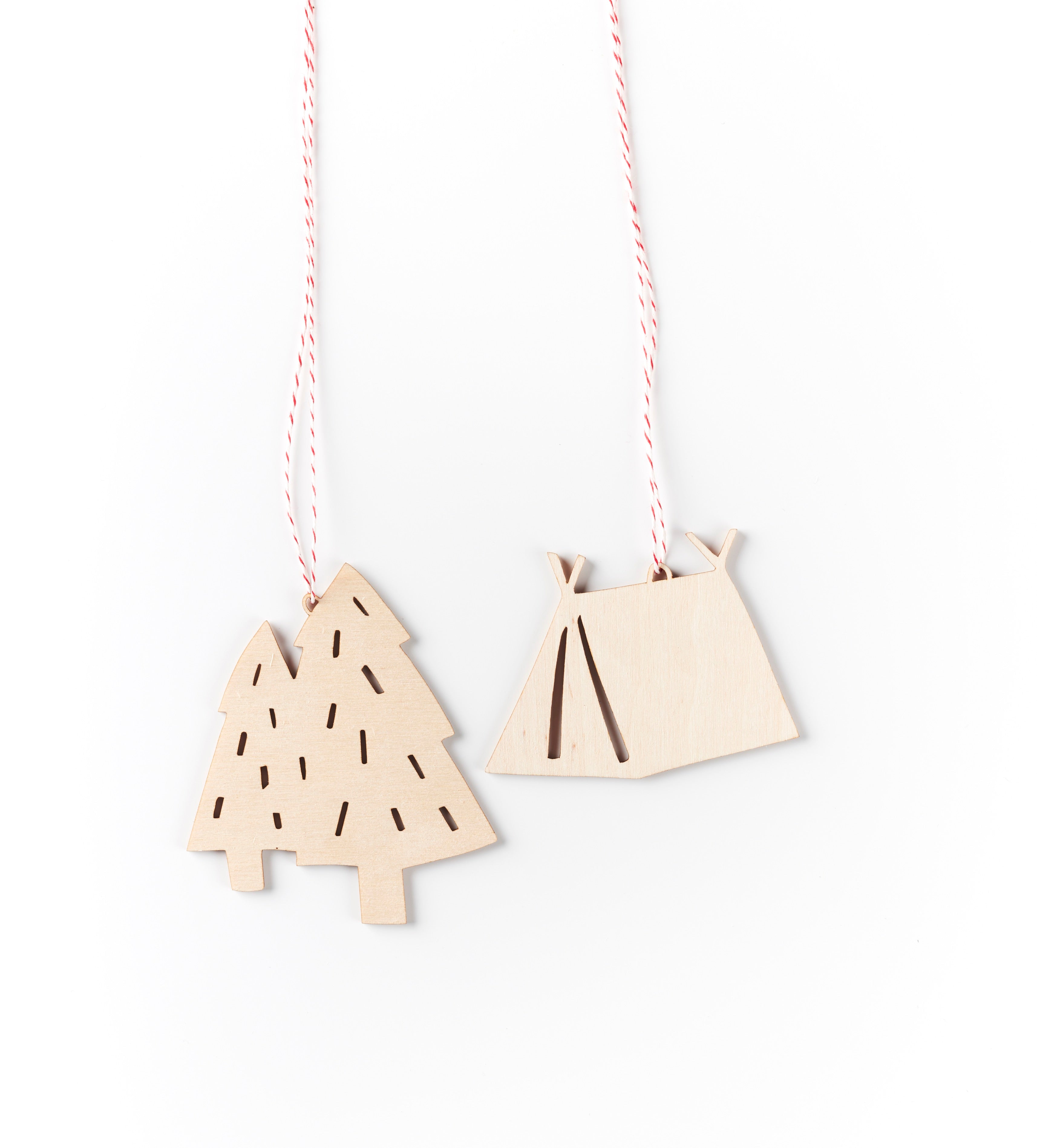 Tent x Tree Ornaments (set of 2)