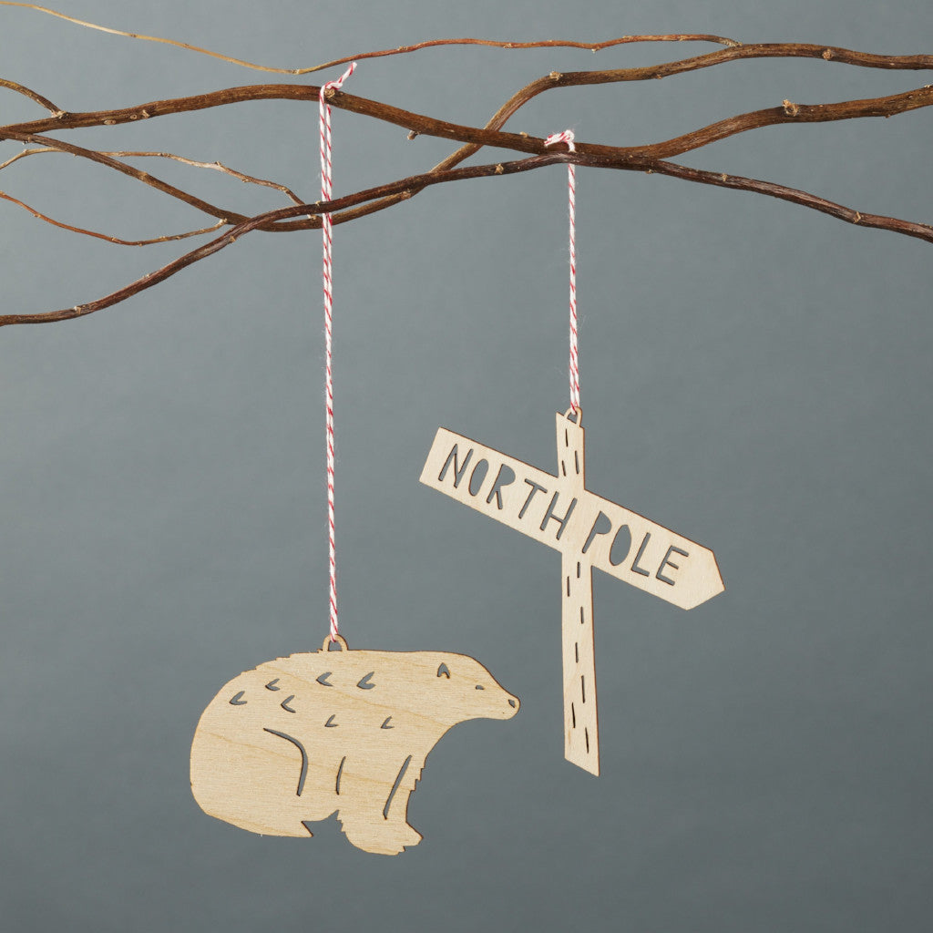 Polar Bear x North Pole Ornaments (set of 2)