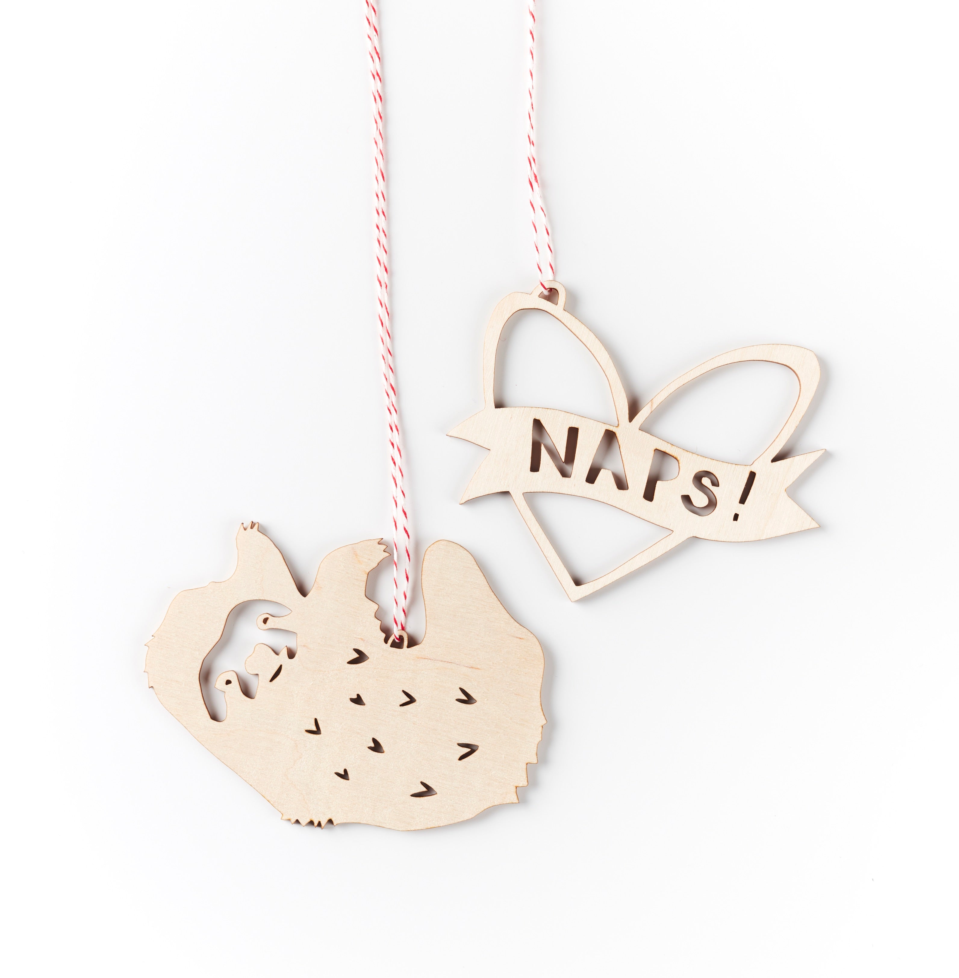Sloth x Naps Ornaments- Lasercut Birch (set of 2)