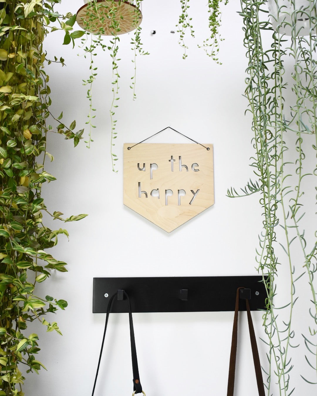 Up The Happy/Happy Place Wooden Pennant