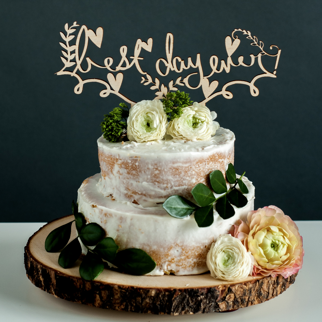 Laser-Cut Wedding Cake Topper - Best Day Ever