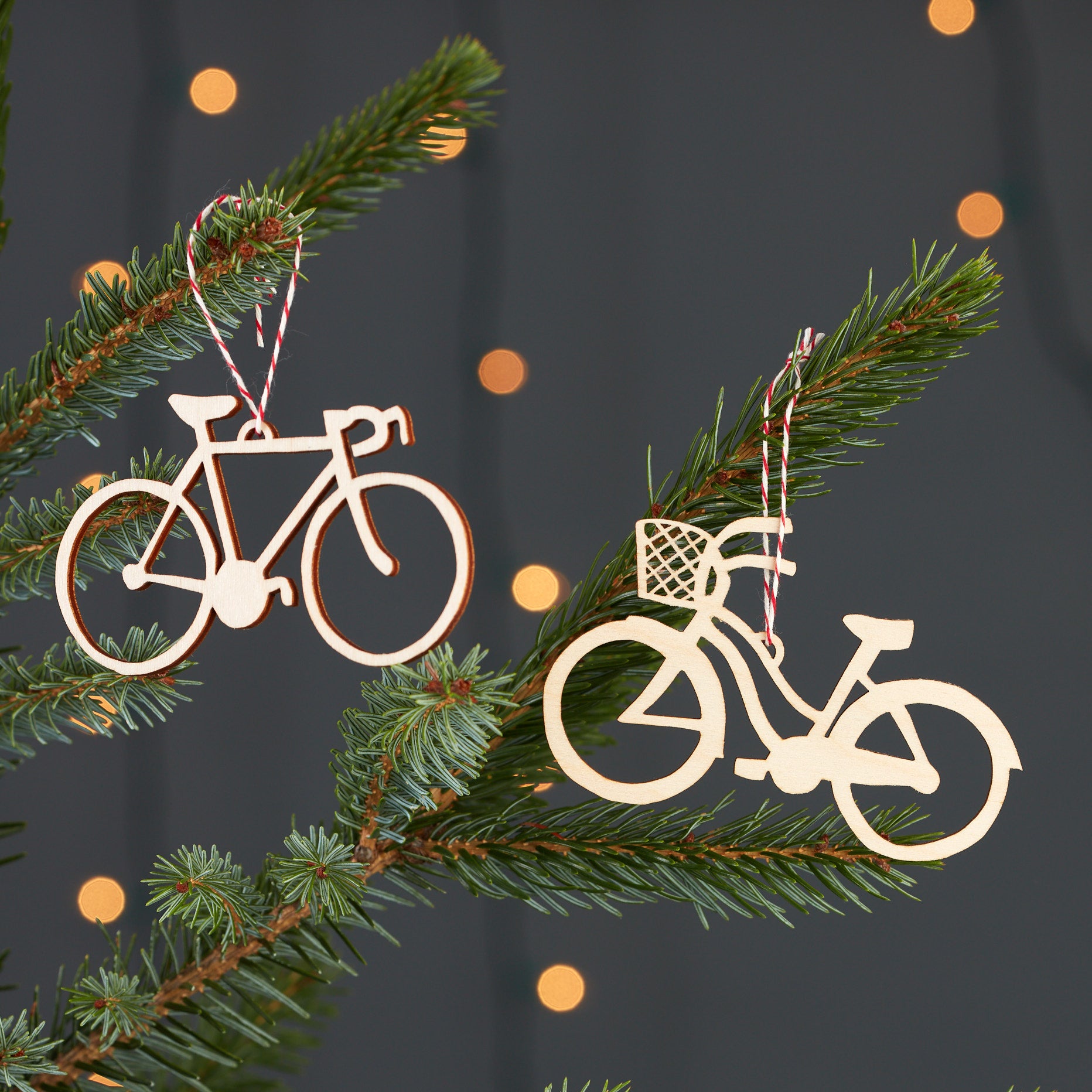 Cruiser and Road Bike Ornaments (set of 2)