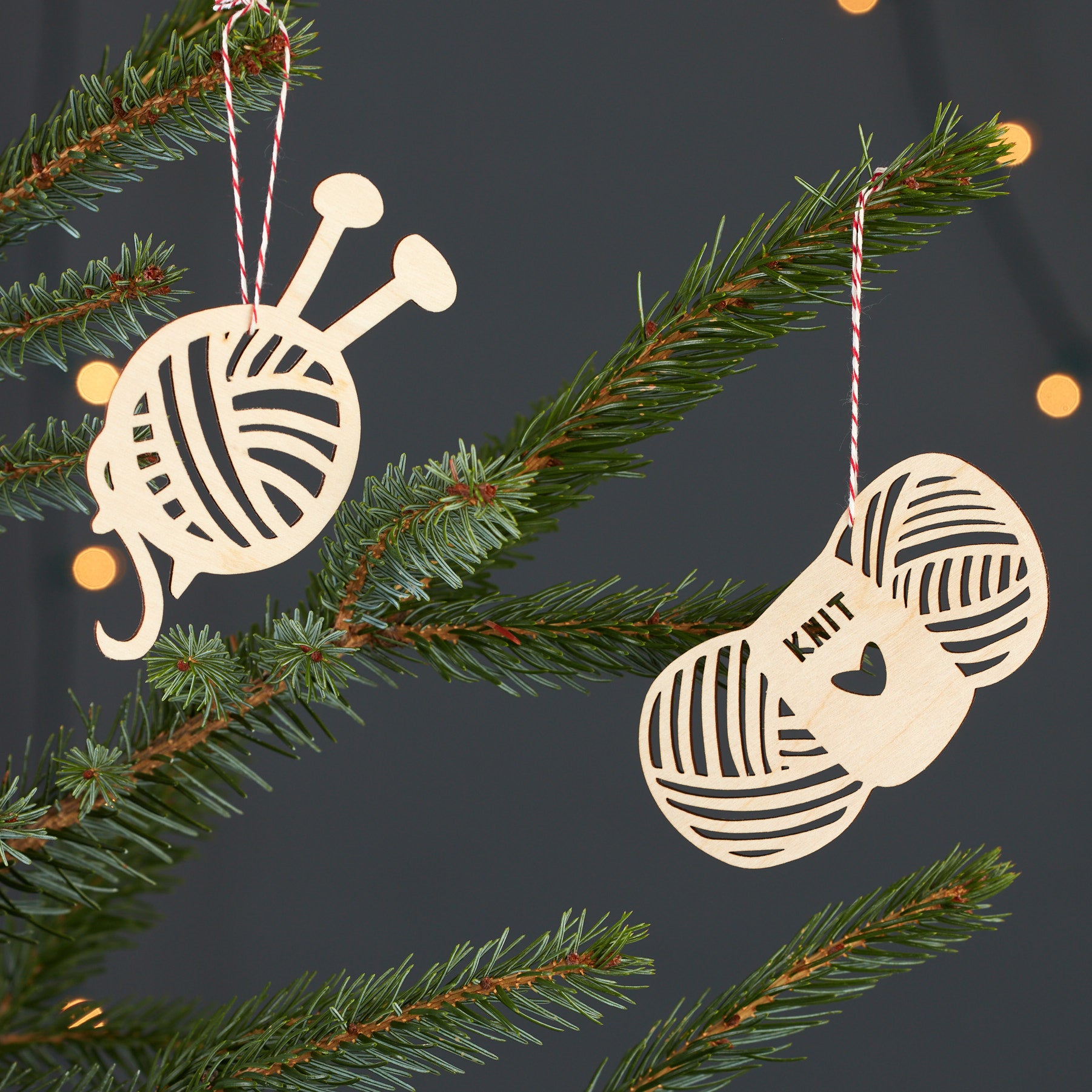 Knitting Ornaments (set of 2)