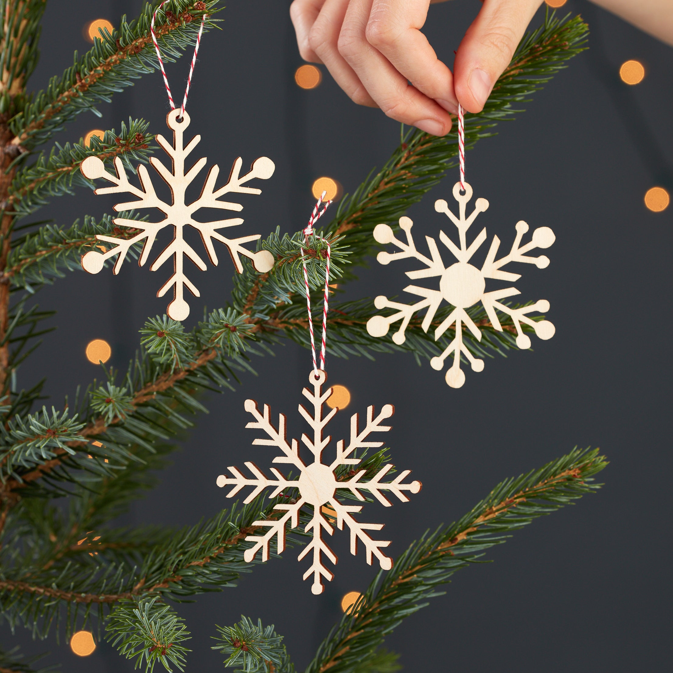 Simple Snowflakes Ornaments (set of 3)