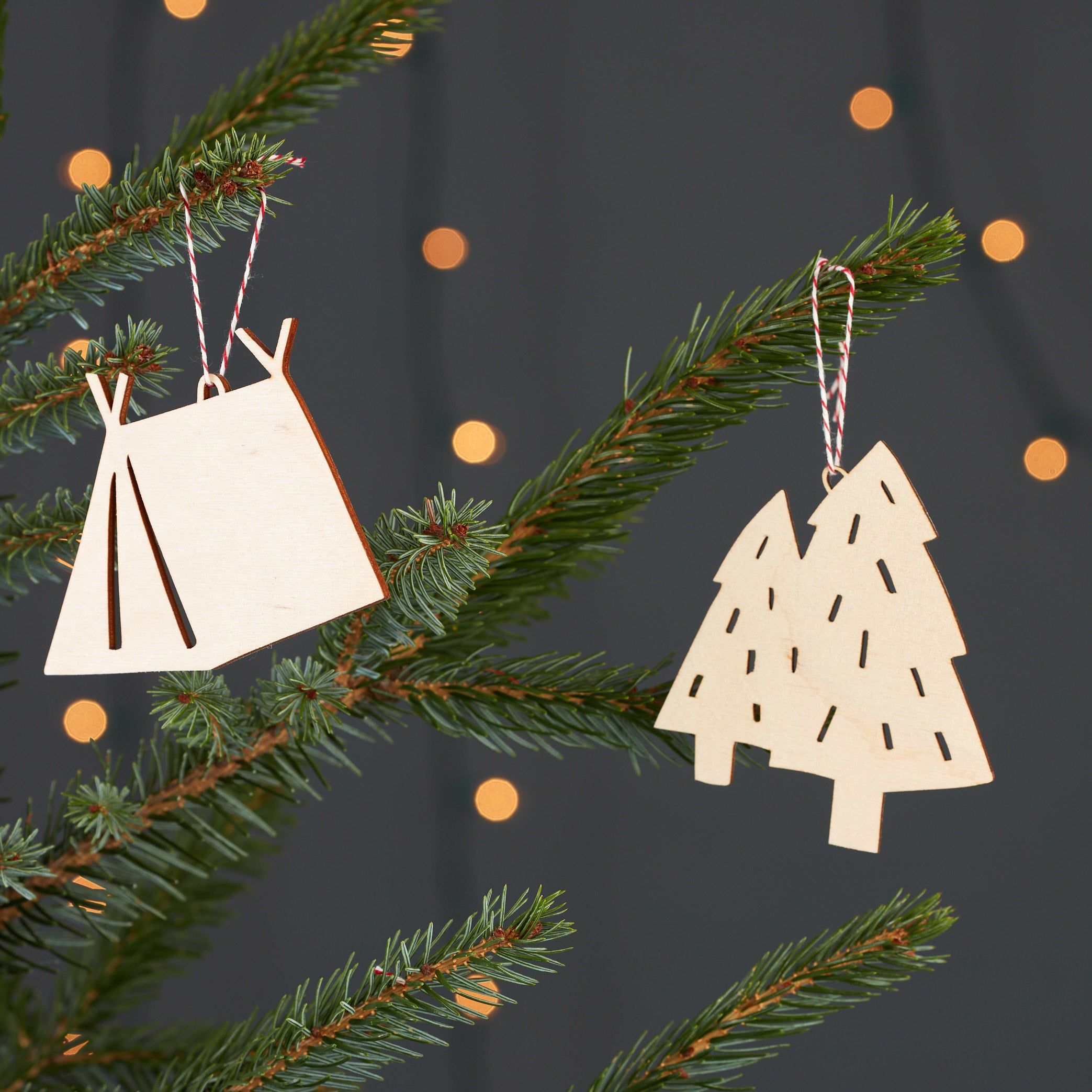 Tent x Tree Ornaments (set of 2)
