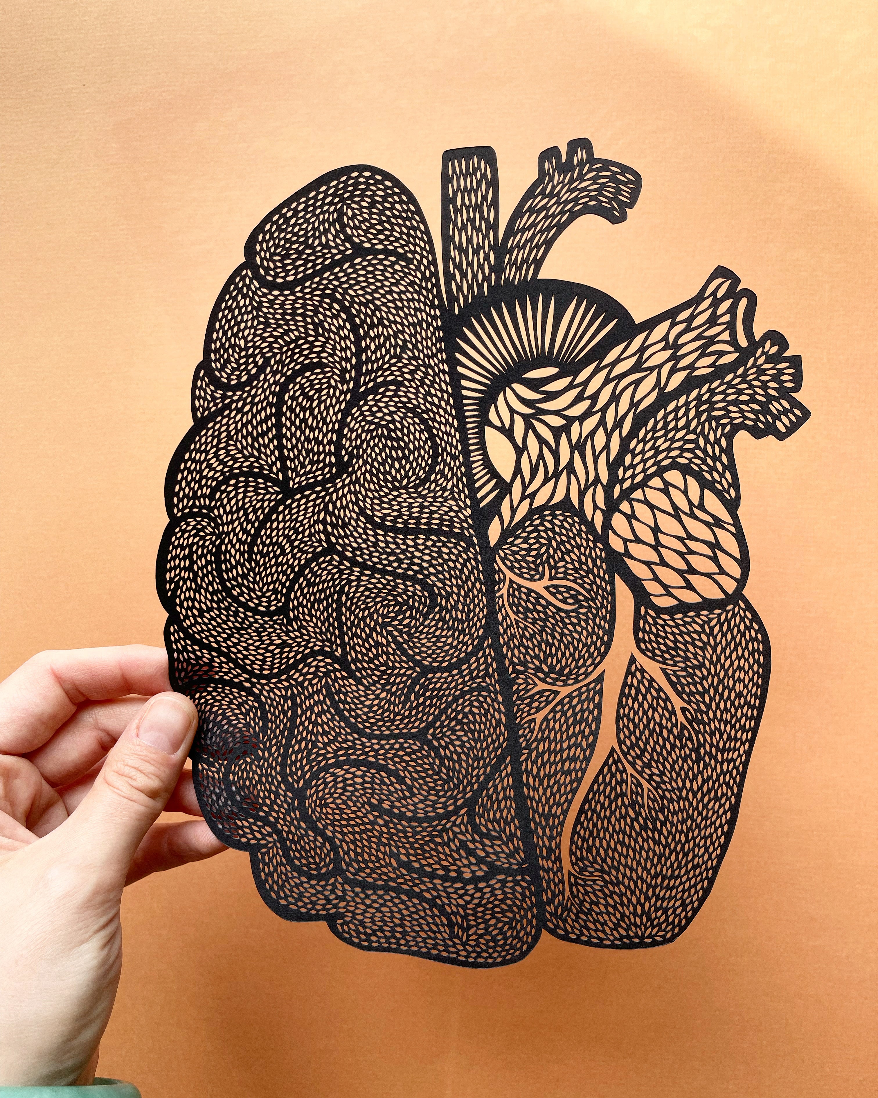 Anatomical Heart/Brain Papercutting Artwork