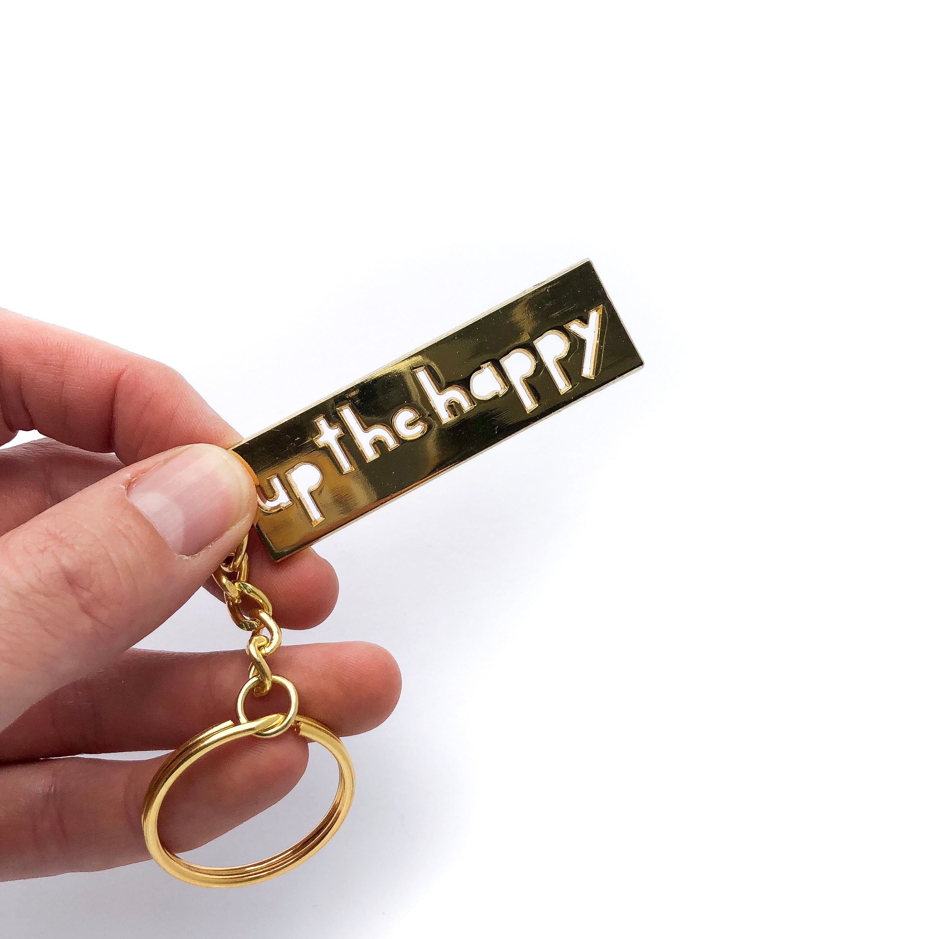 Up the Happy Gold Enamel Keychain