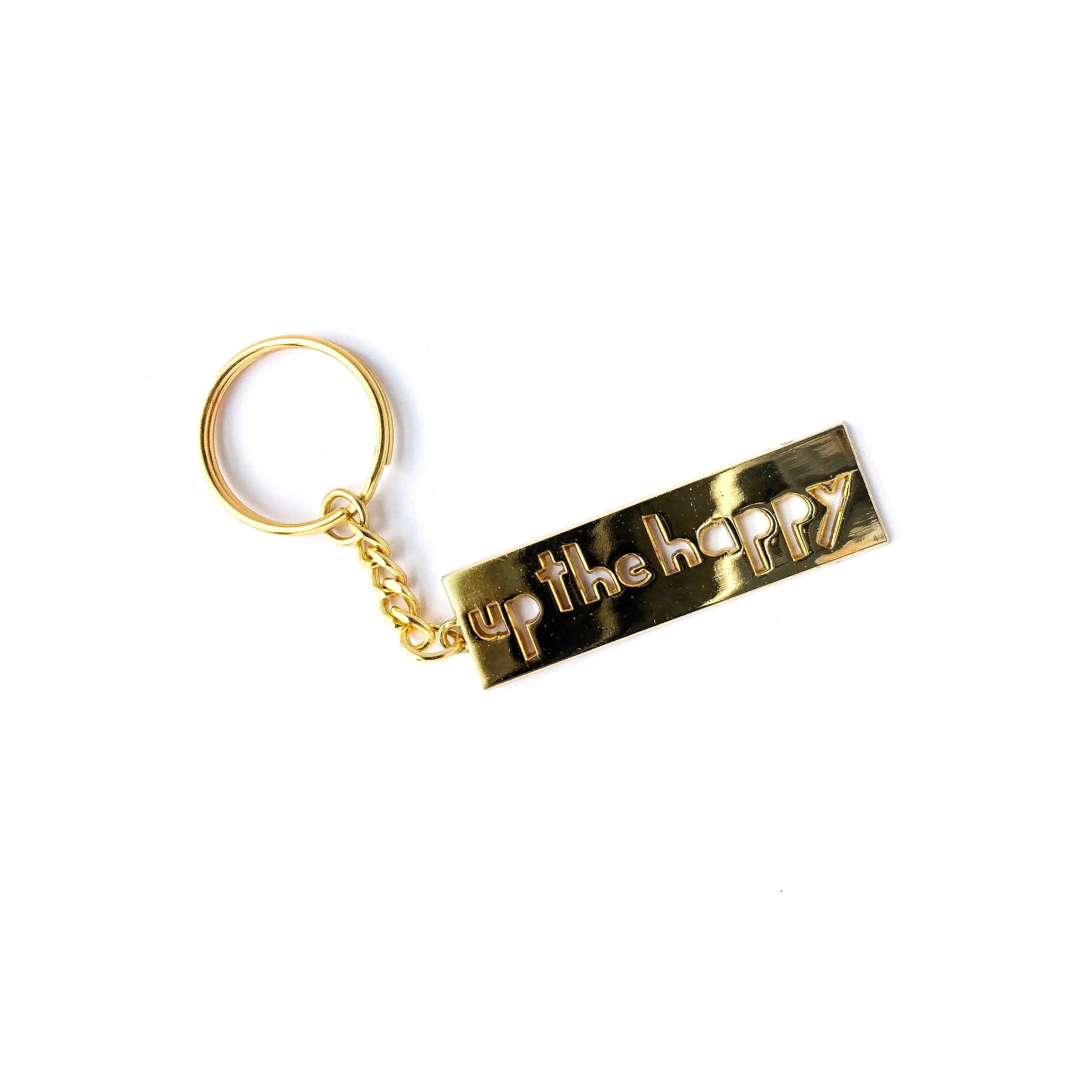 Up the Happy Gold Enamel Keychain