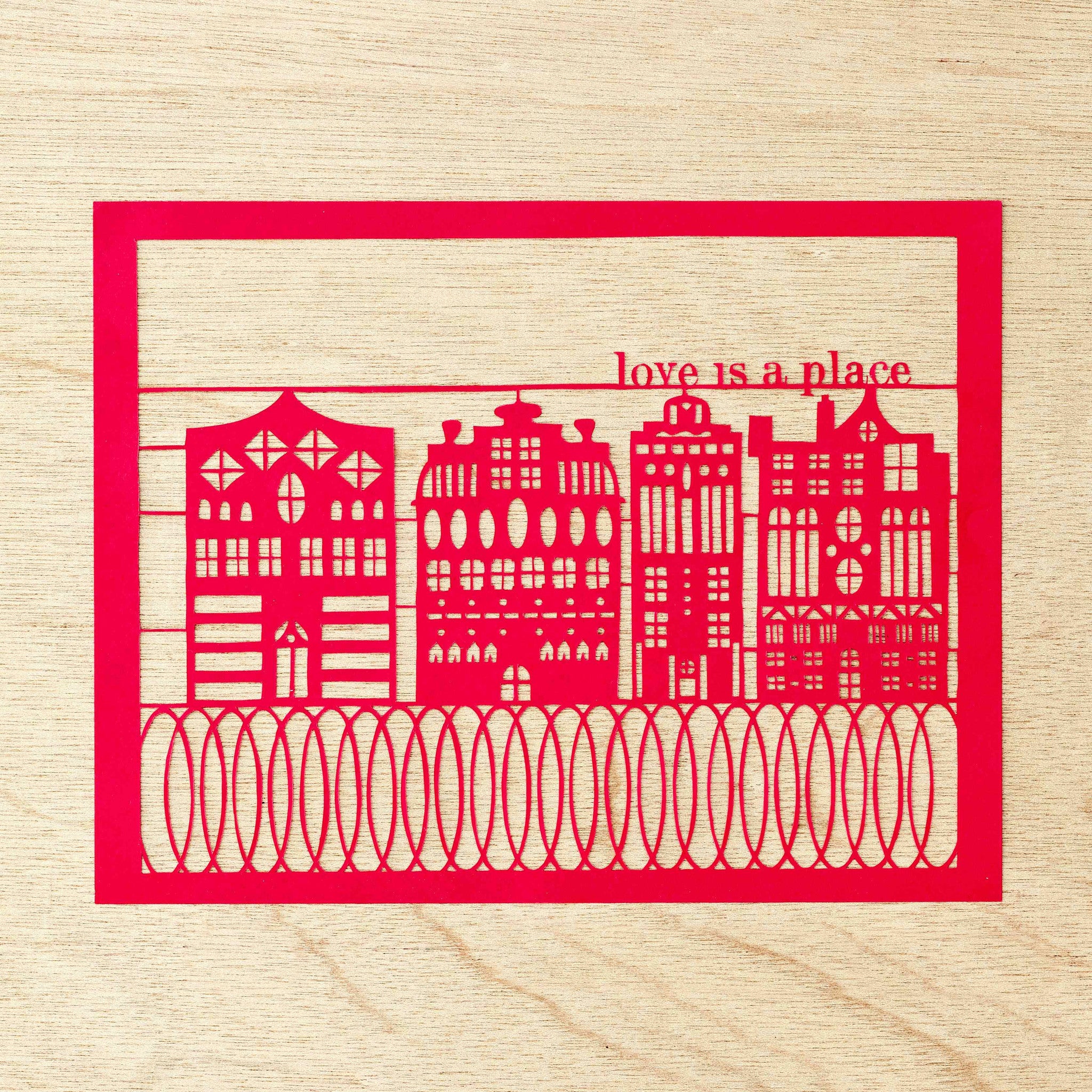 Laser-Cut Papercutting Artwork - Amsterdam Houses - Love is a Place