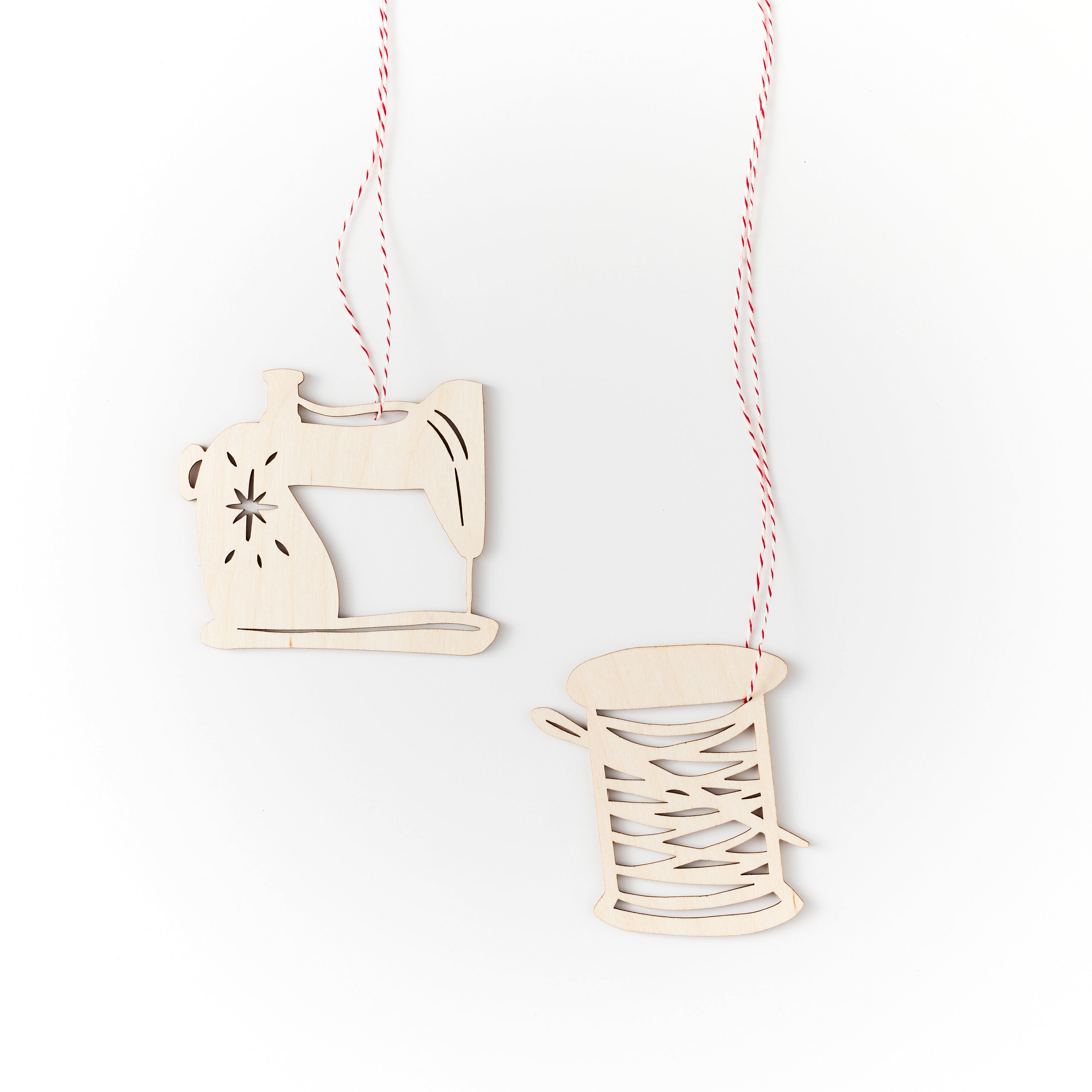 Sewing Machine and Thread Ornaments (set of 2)