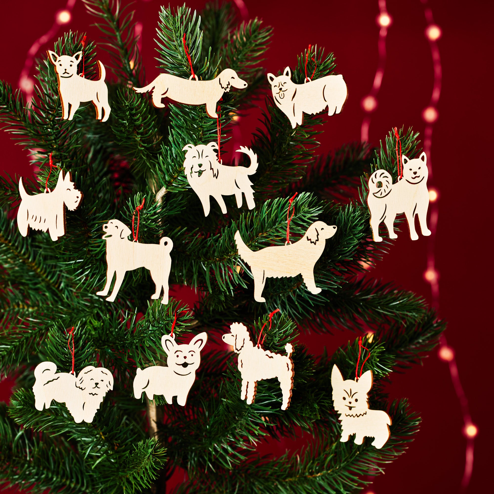 12 dogs of Christmas Ornament Set