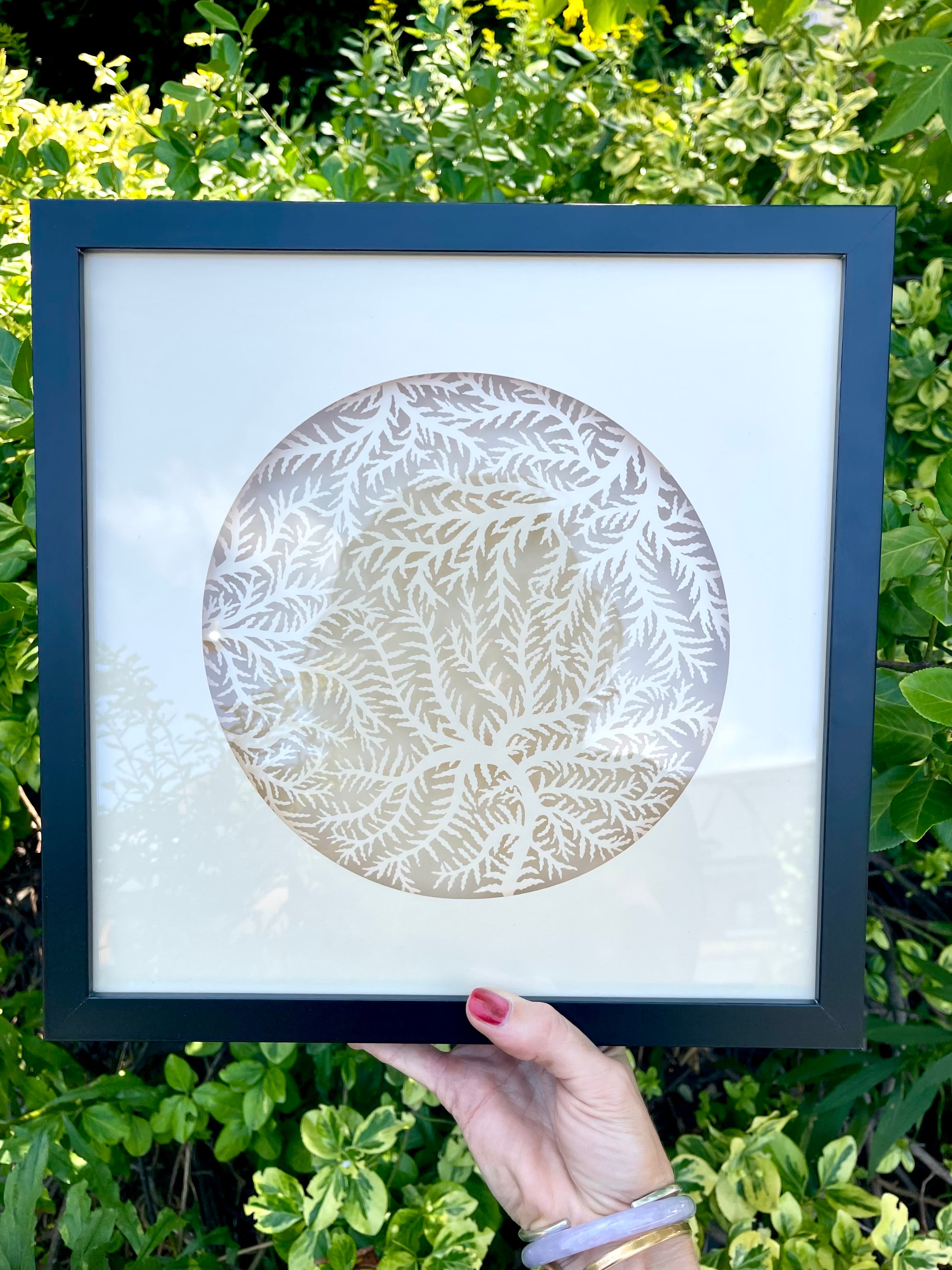 Ferning Cervical Mucus framed layered papercutting anatomy artwork