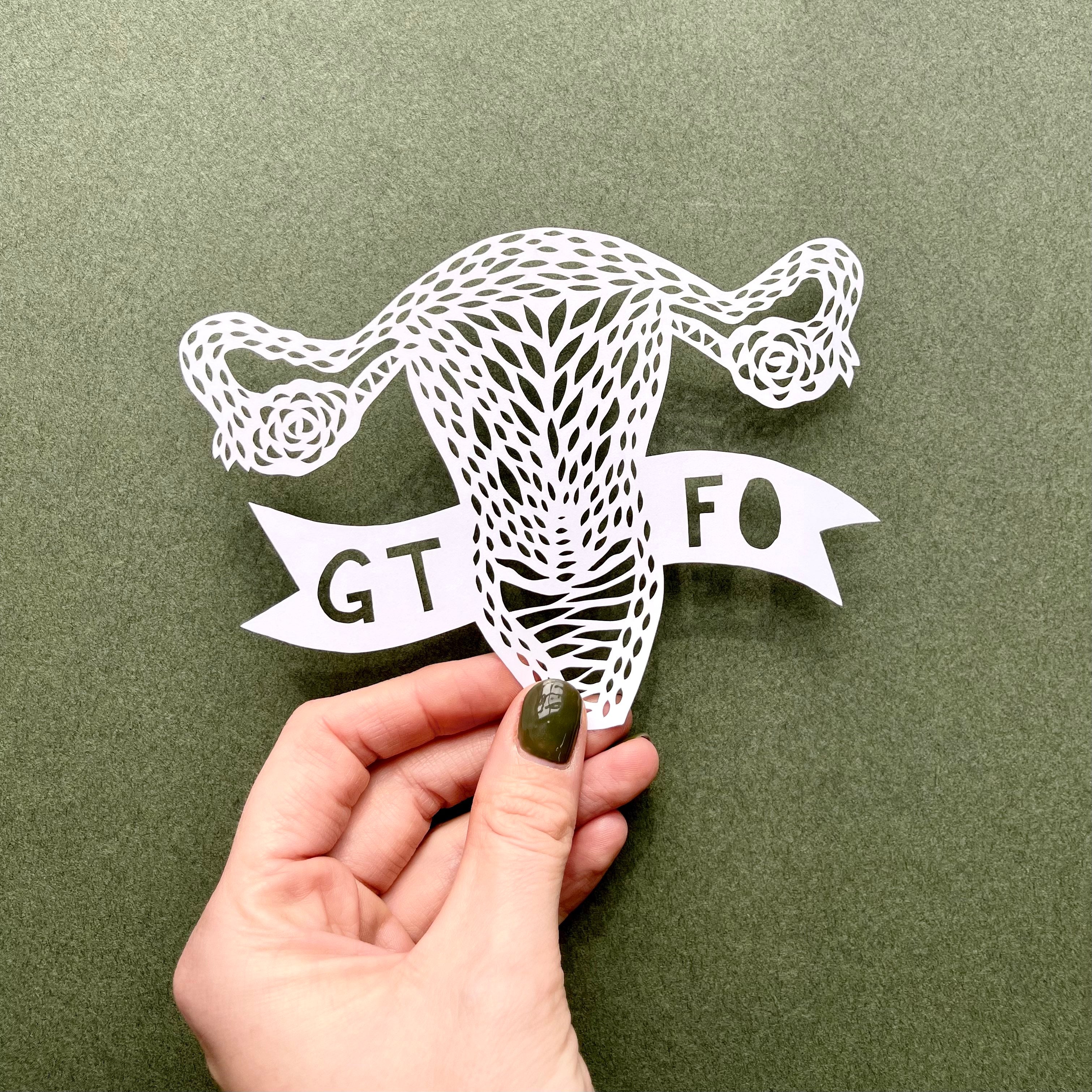 GTFO Uterus Pro-Choice Anatomy Papercutting Artwork