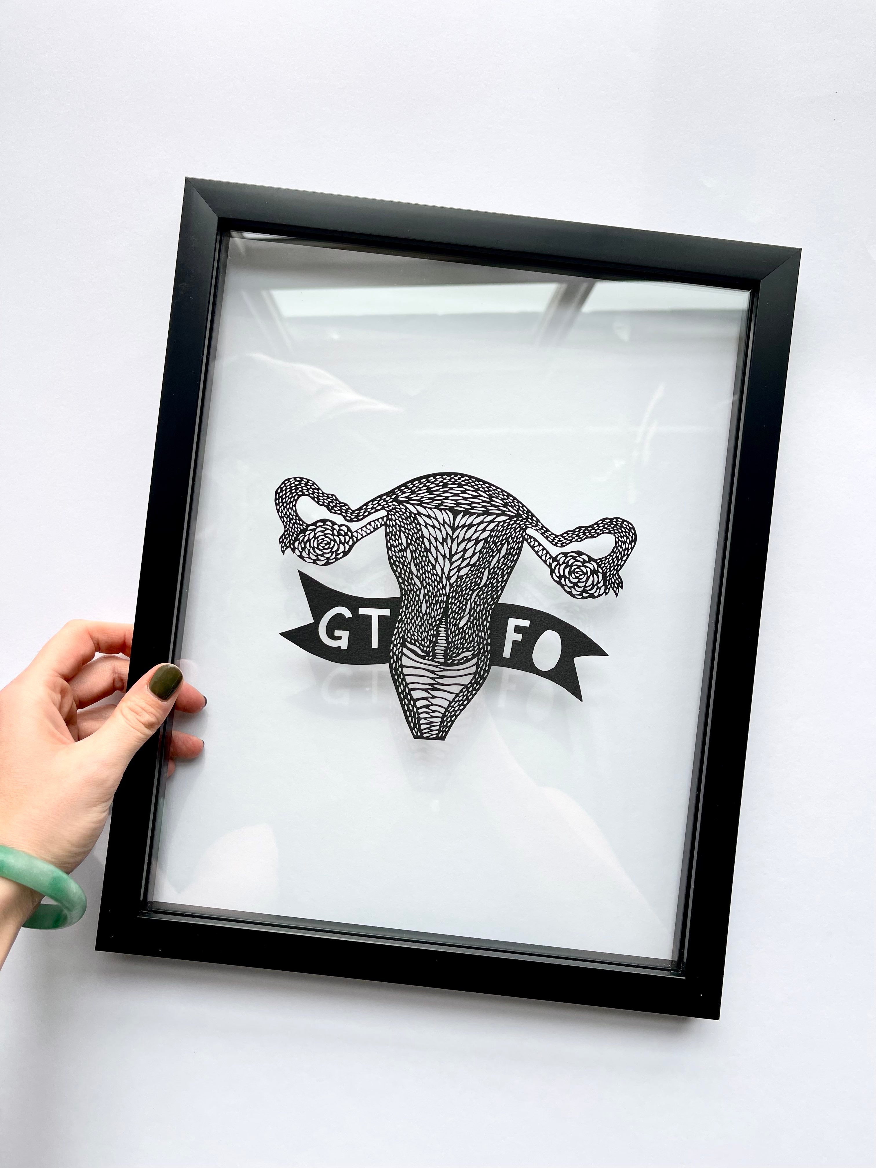 GTFO Uterus Pro-Choice Anatomy Papercutting Artwork