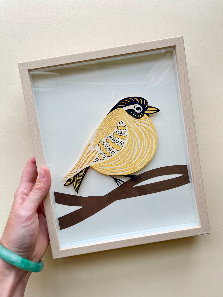 Colourful Bird Mounted Papercutting