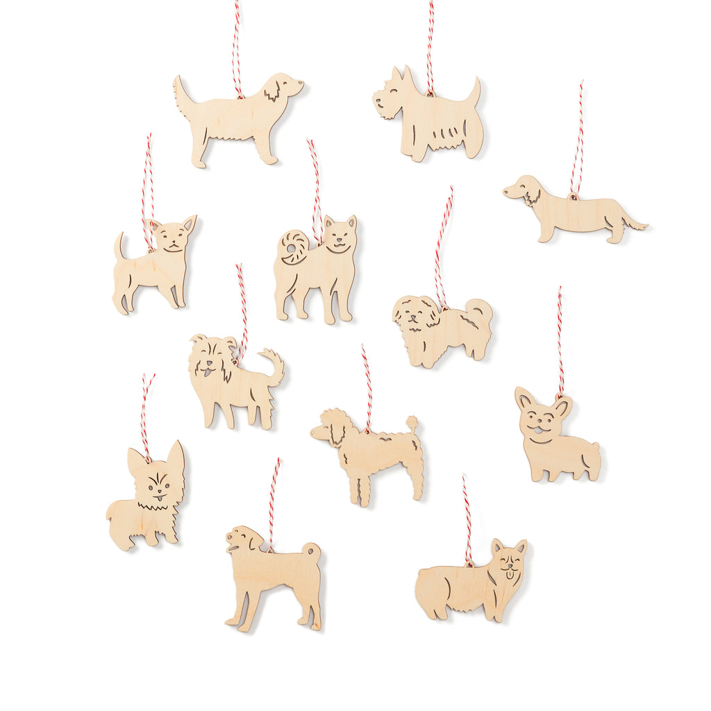12 dogs of Christmas Ornament Set