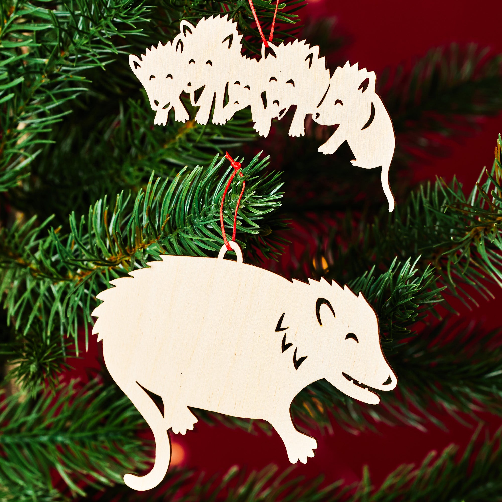 Possum and Babies Ornaments