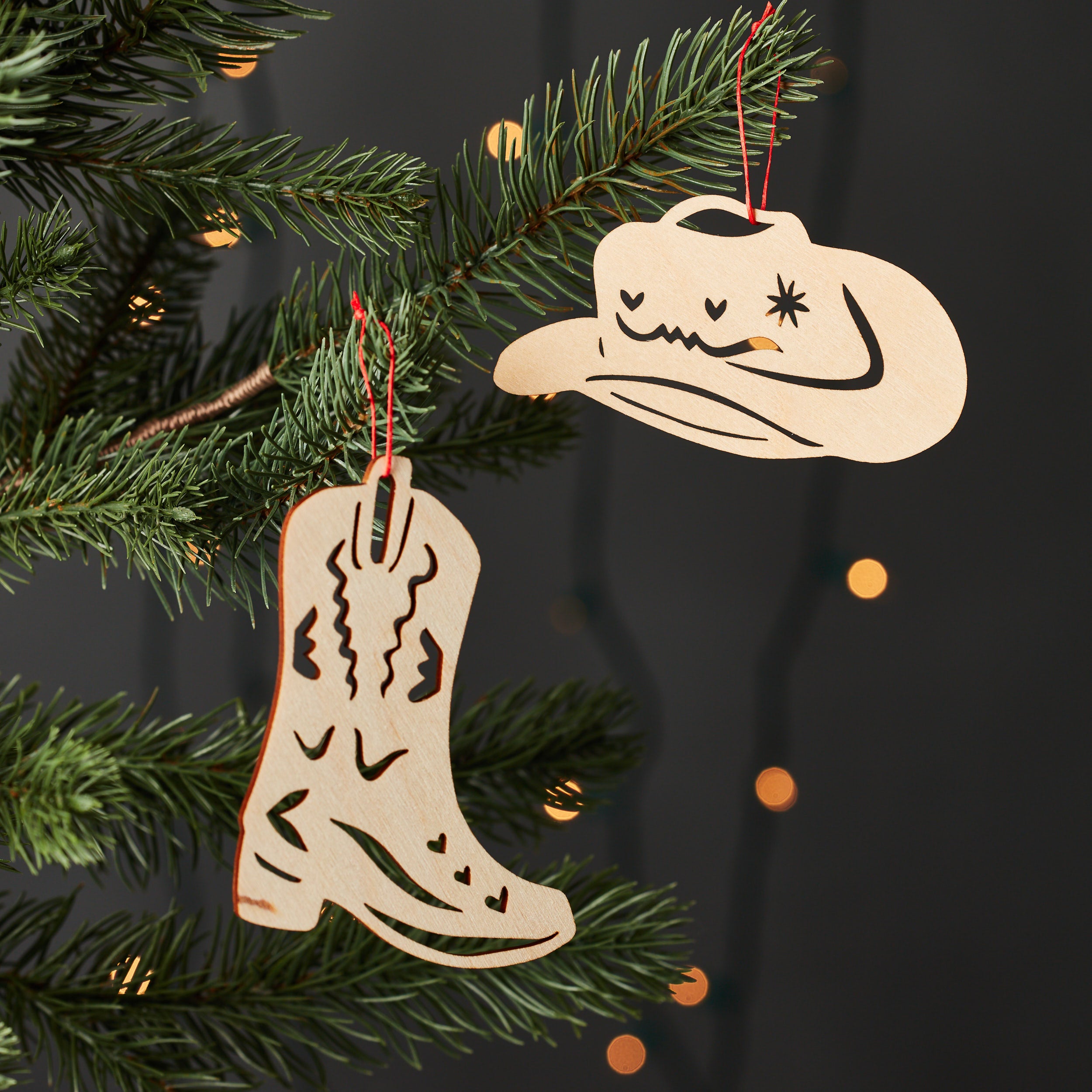 Cowboy Boot Hat Ornaments