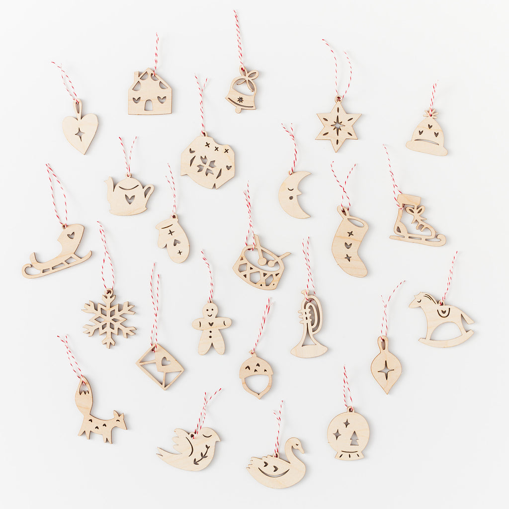 25 mini advent ornaments