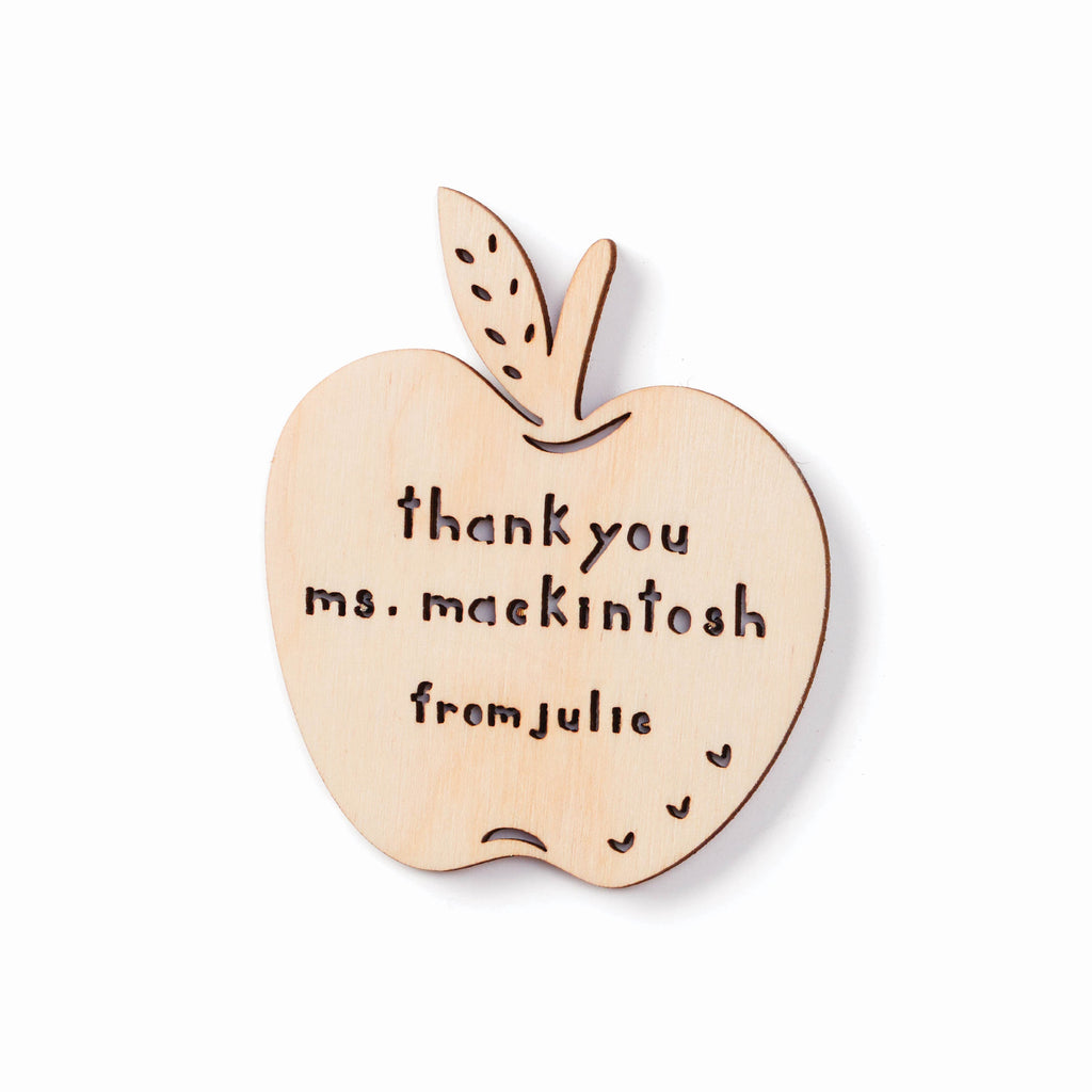 Apple Teacher Gift - Custom Wooden Magnet