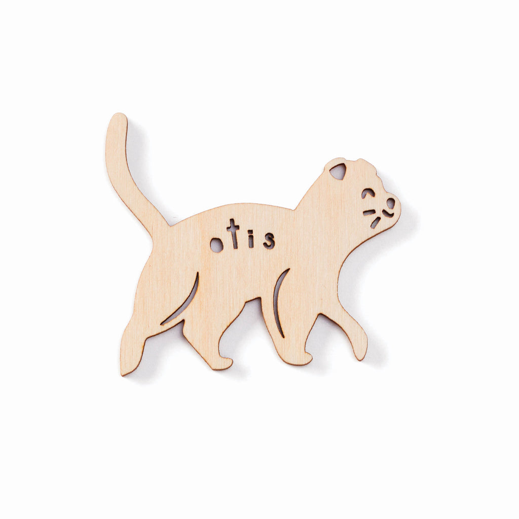 Walking Scottish Fold Cat - Custom Wooden Magnet